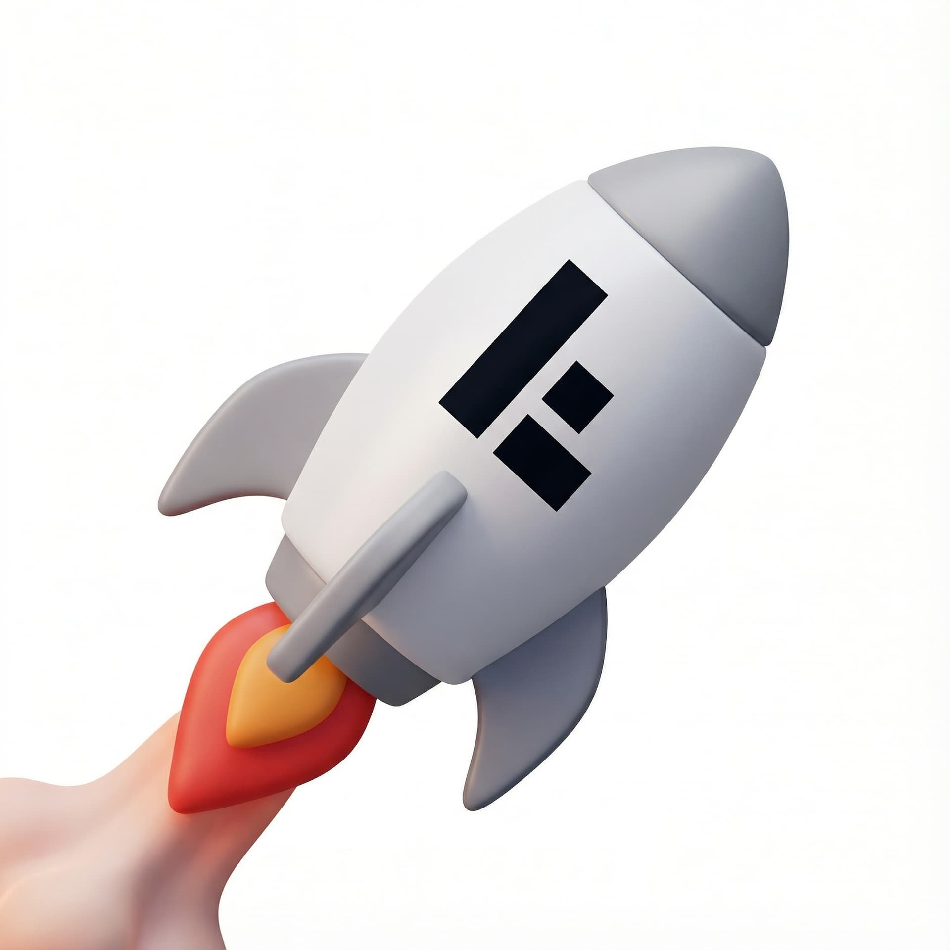 a cute rocket ship launching into space. dengan logo Layoutin di body rocket tersebut.