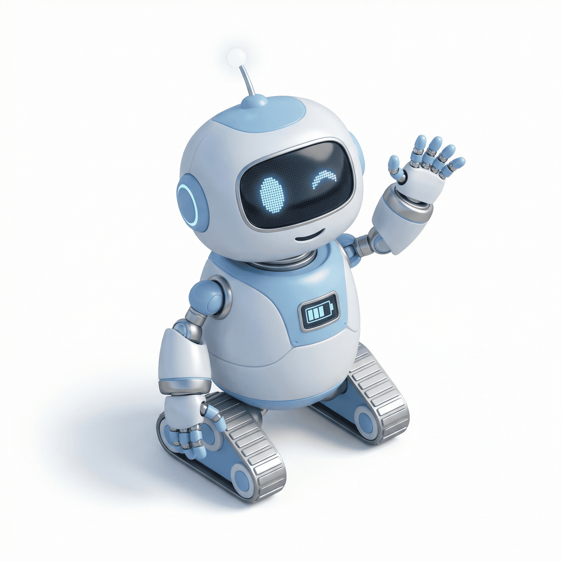 A cute robot waving hello