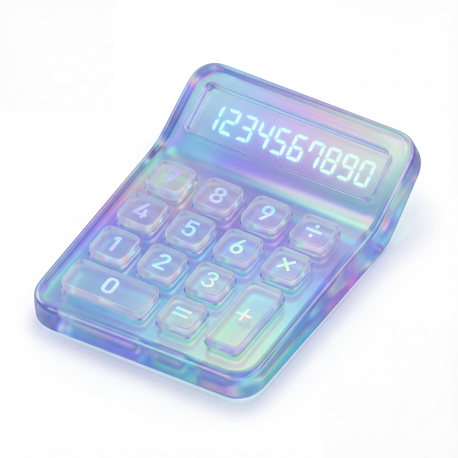 Calculator style Glassmorphism Holographic