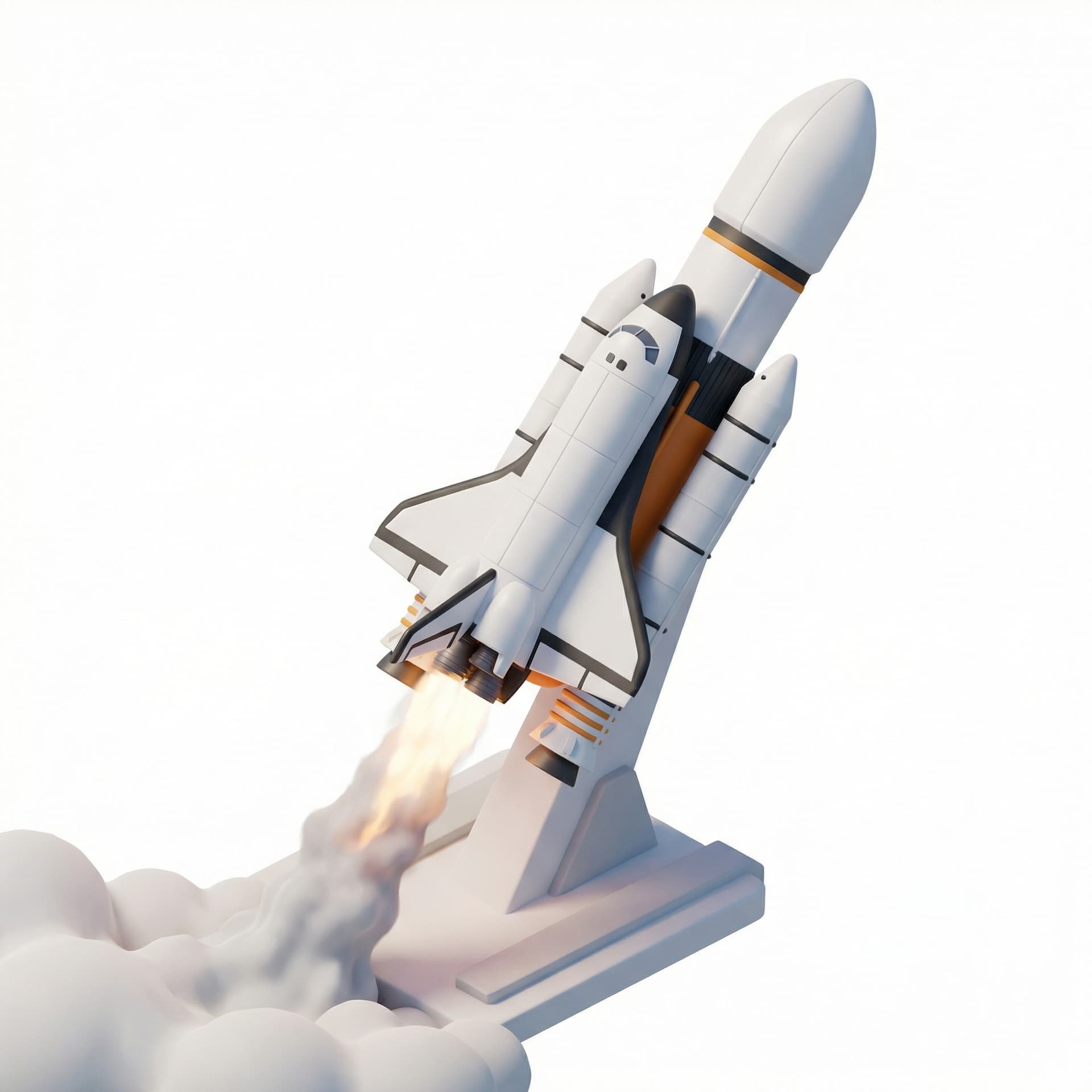 A rocket ship launching into space