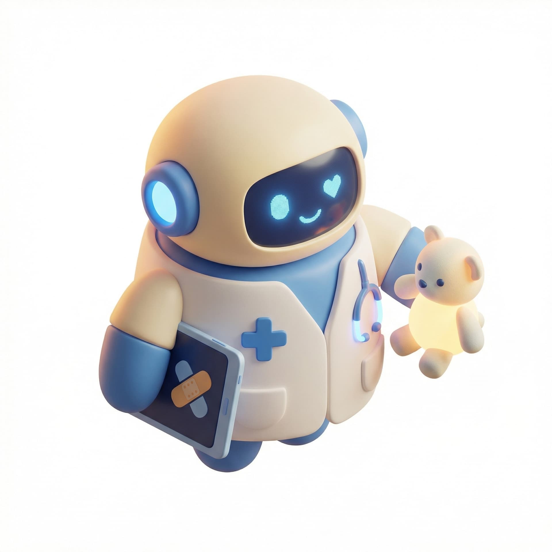 A doctor but like an AI Helper, kids friendly, all aged okay, calming and warming