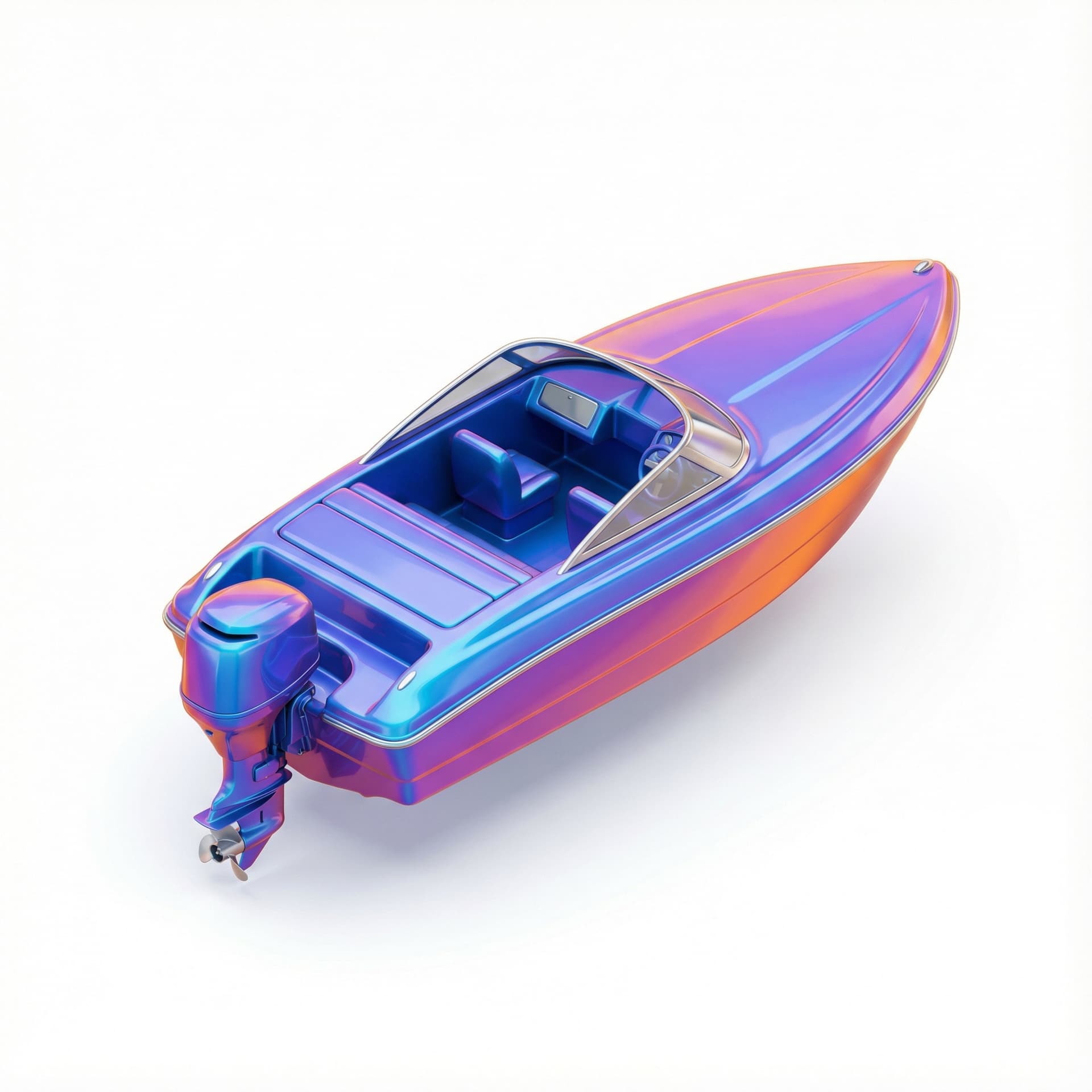 Speedboat with glossy vinyl and gradient vibrant color palette