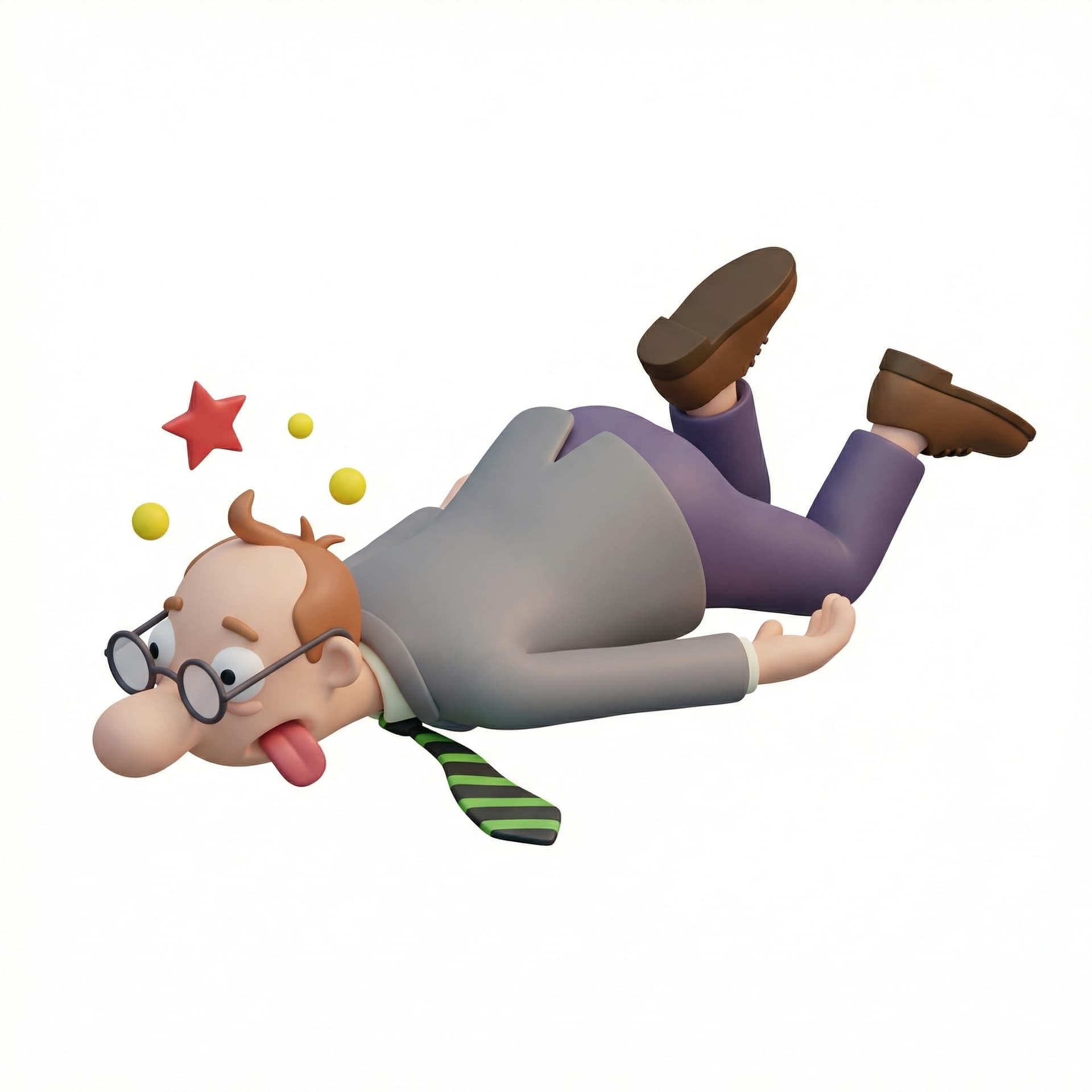 make someone that just fall to the ground in isometric view. Add the floor and some element like grass, few flowers on the floor like he was on path. create a little scene to set up the action of the person just fall. The character needs to be casual with neutral colors. Wearing like a jean. And you see it from the bottom because he is lying down on the floor after he hit the ground. it needs to be hyper realstic with a neutral atmsophere color grade not to colorfull