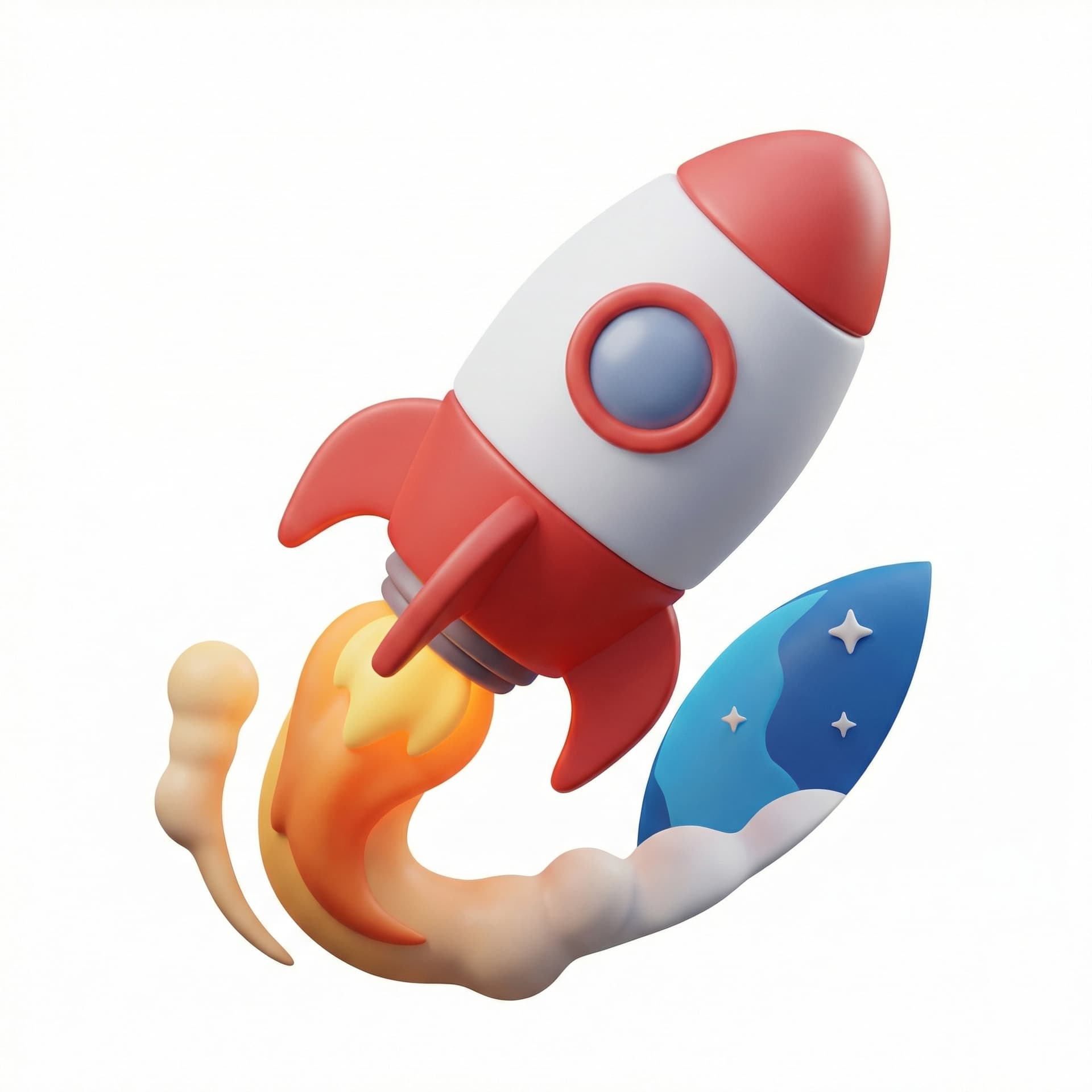 A rocket ship launching into space