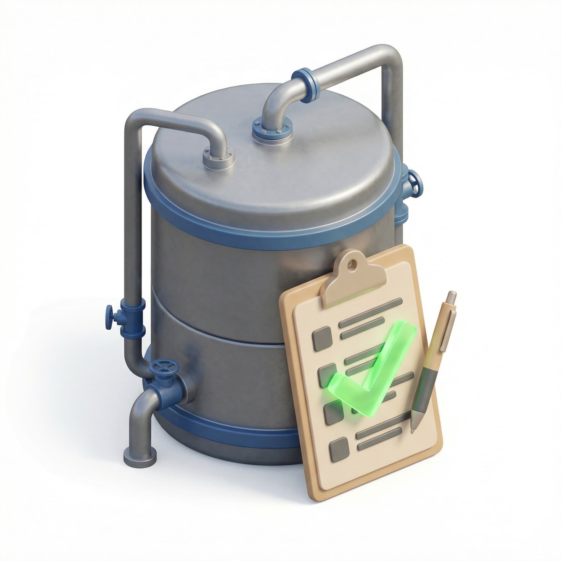 buatkan illustrasi untuk "Pencatatan kualitas tangki berhasil" tapi bentuk icon aja