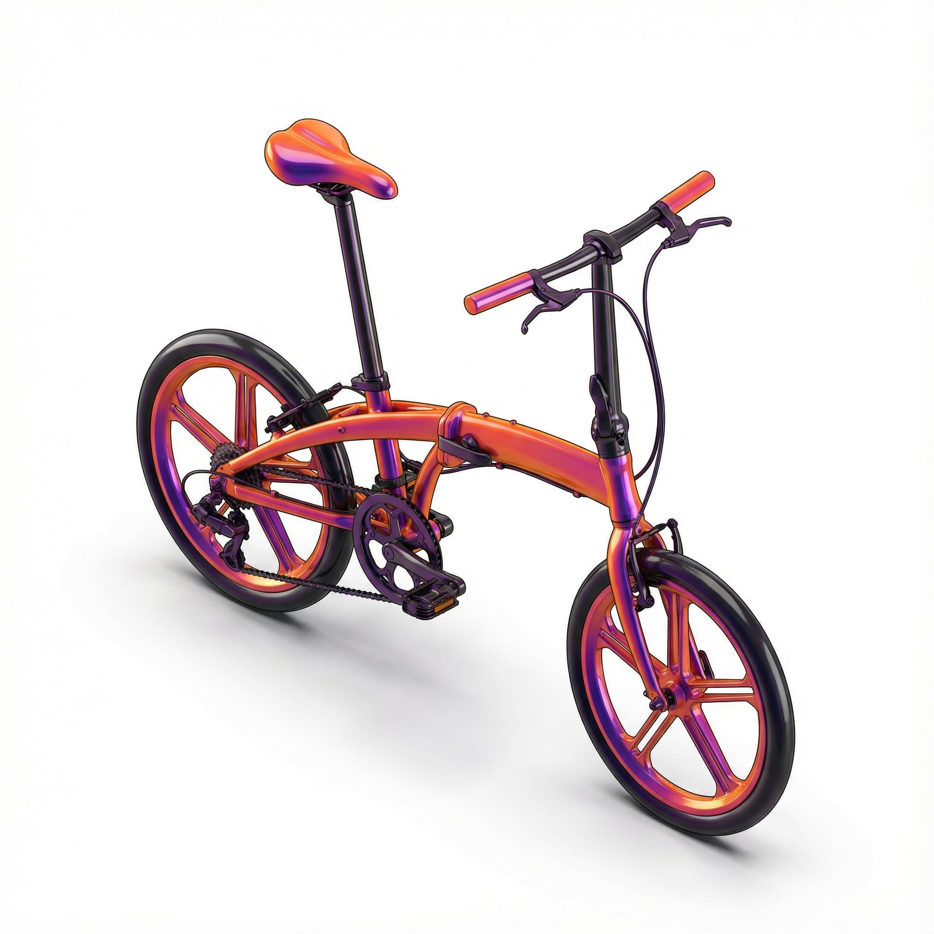 folding bike with glossy vinyl and gradient vibrant color palette 