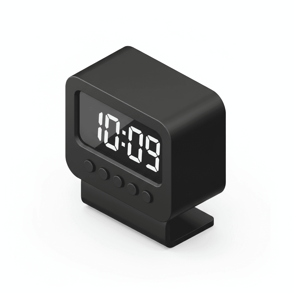 Black Digital Clock inspired by Dieter Rams Braun Design