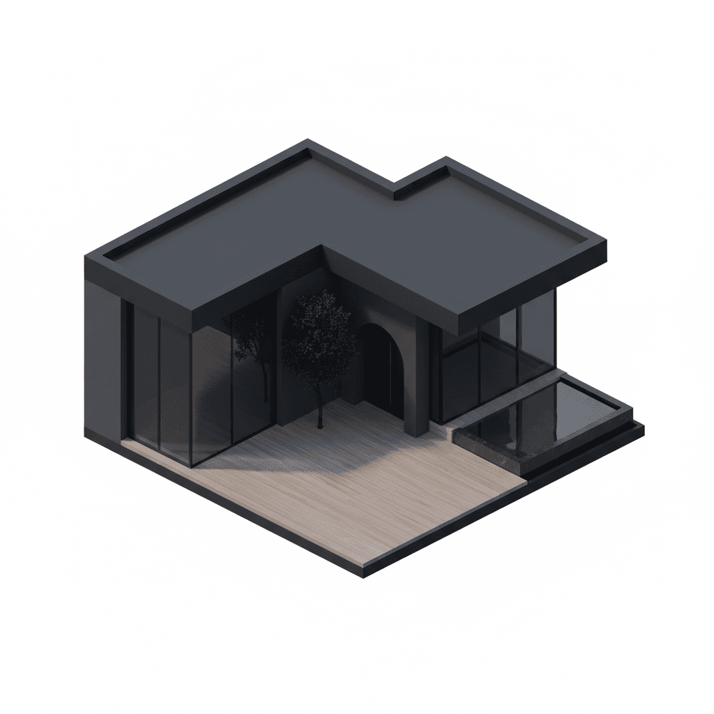 Modern home with black color and dark gray