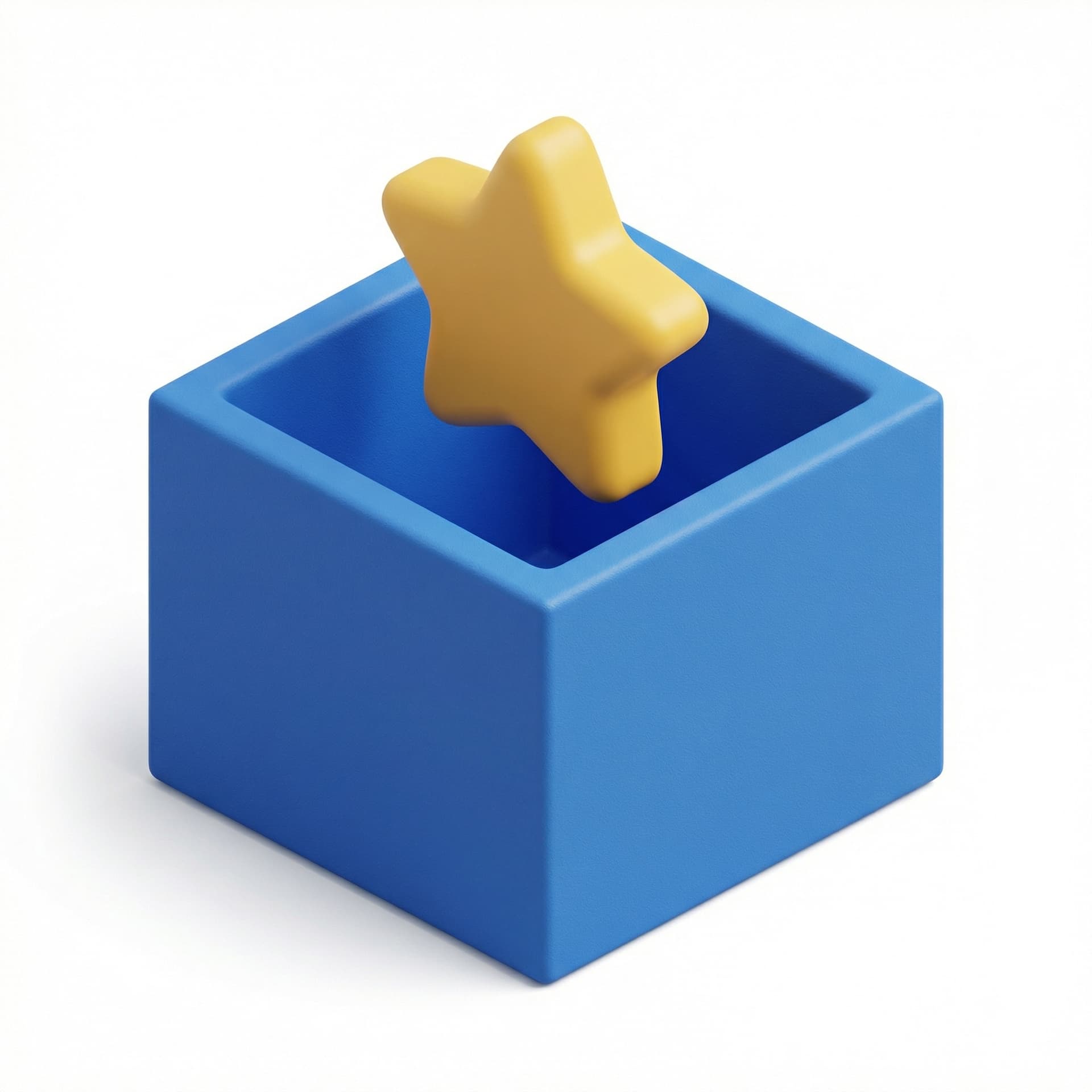 a star into a blue box