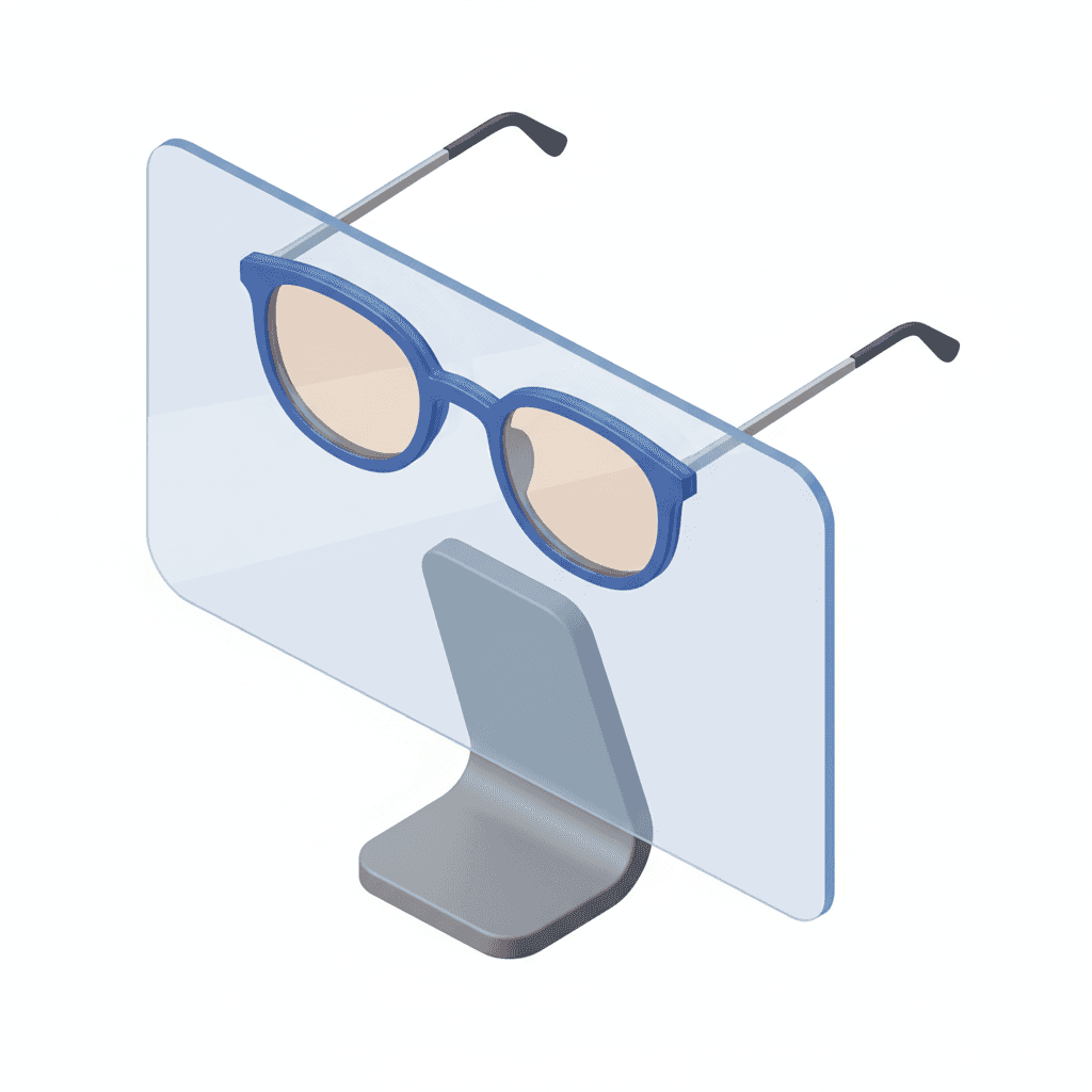 Kacamata anti-blue-light atau screen-protector ergonomis