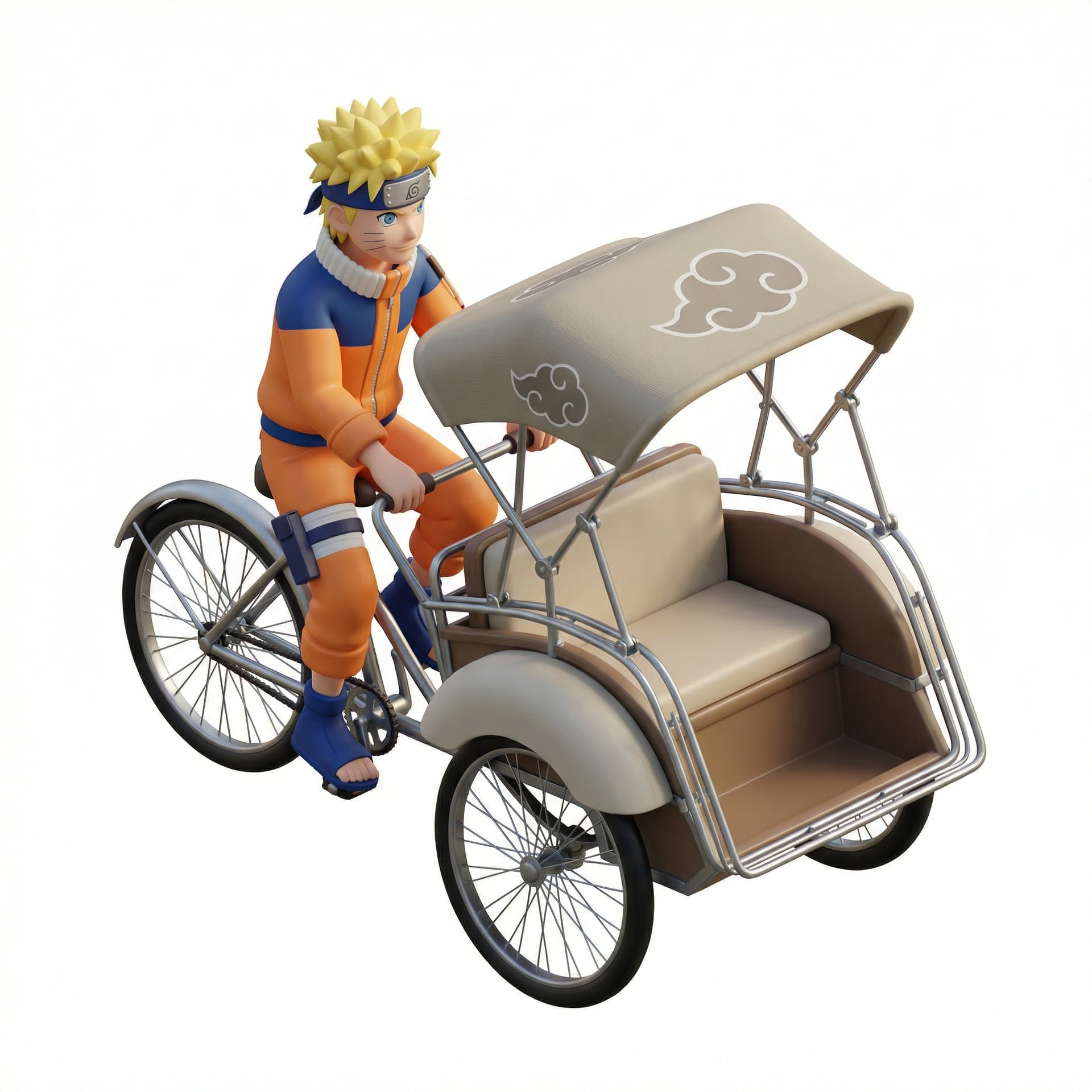a naruto riding becak Anime / Manga Style
