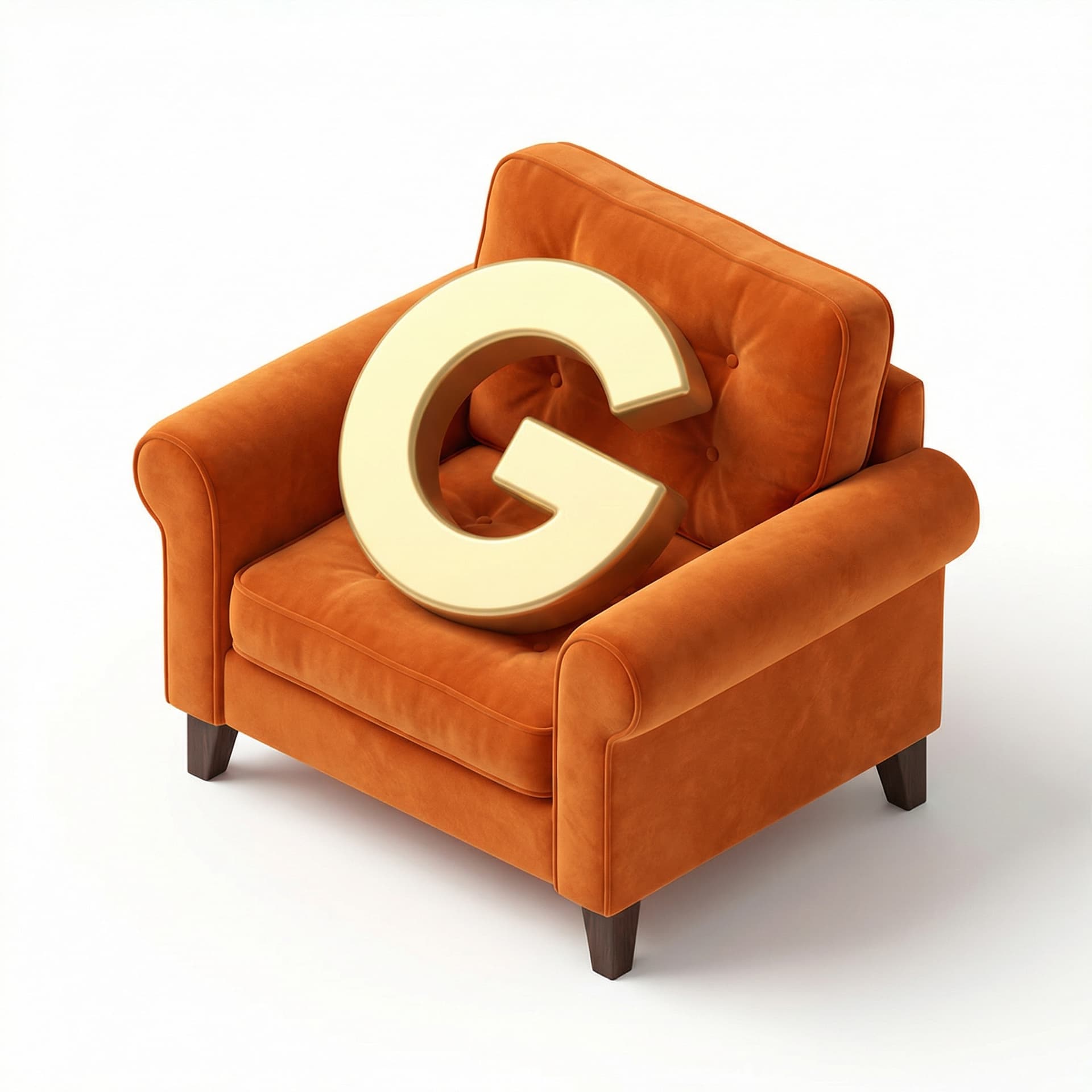 A golden google on an orange velvet couch sleeping. 