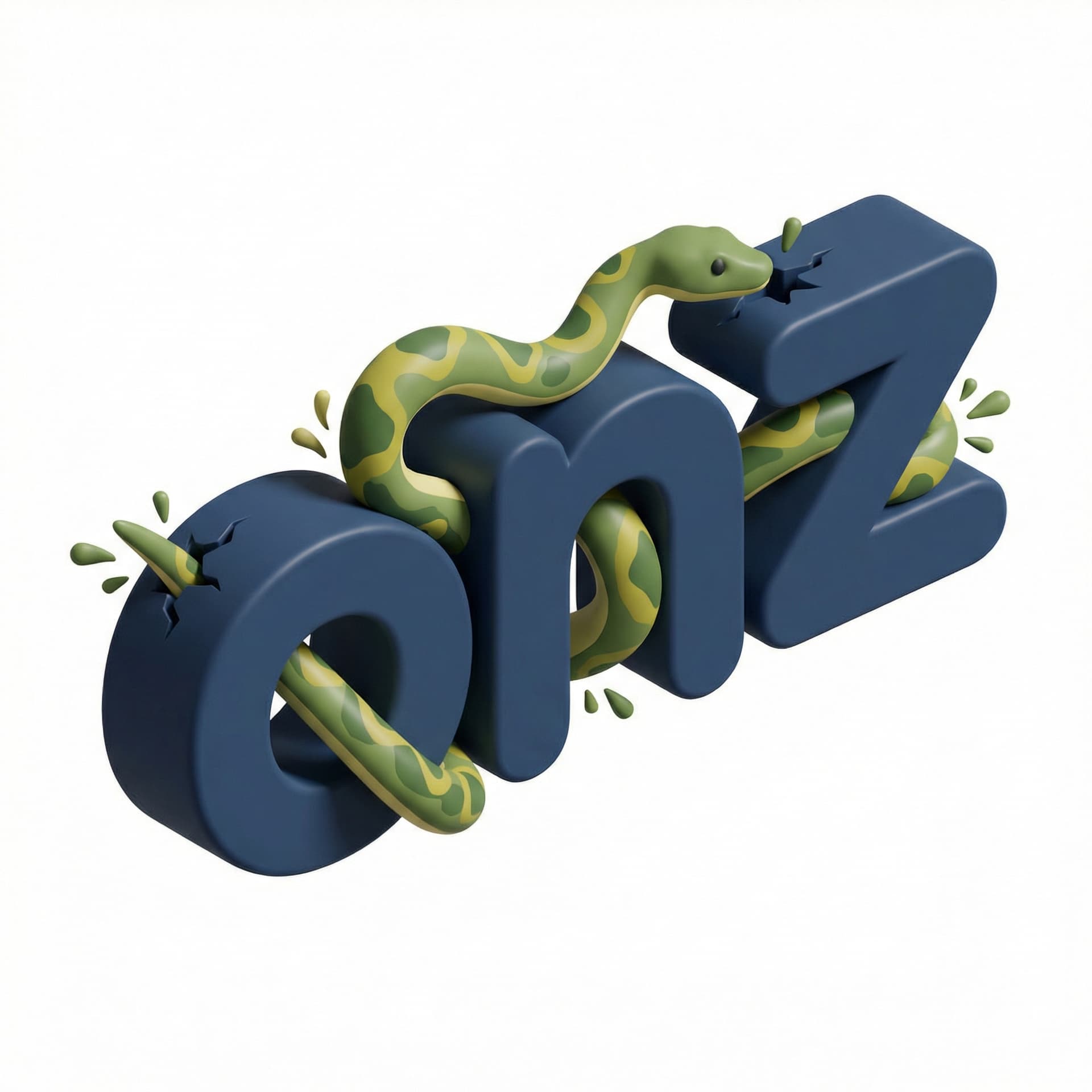 make an onz logo with a snake circling the letters onz and the snake is popping