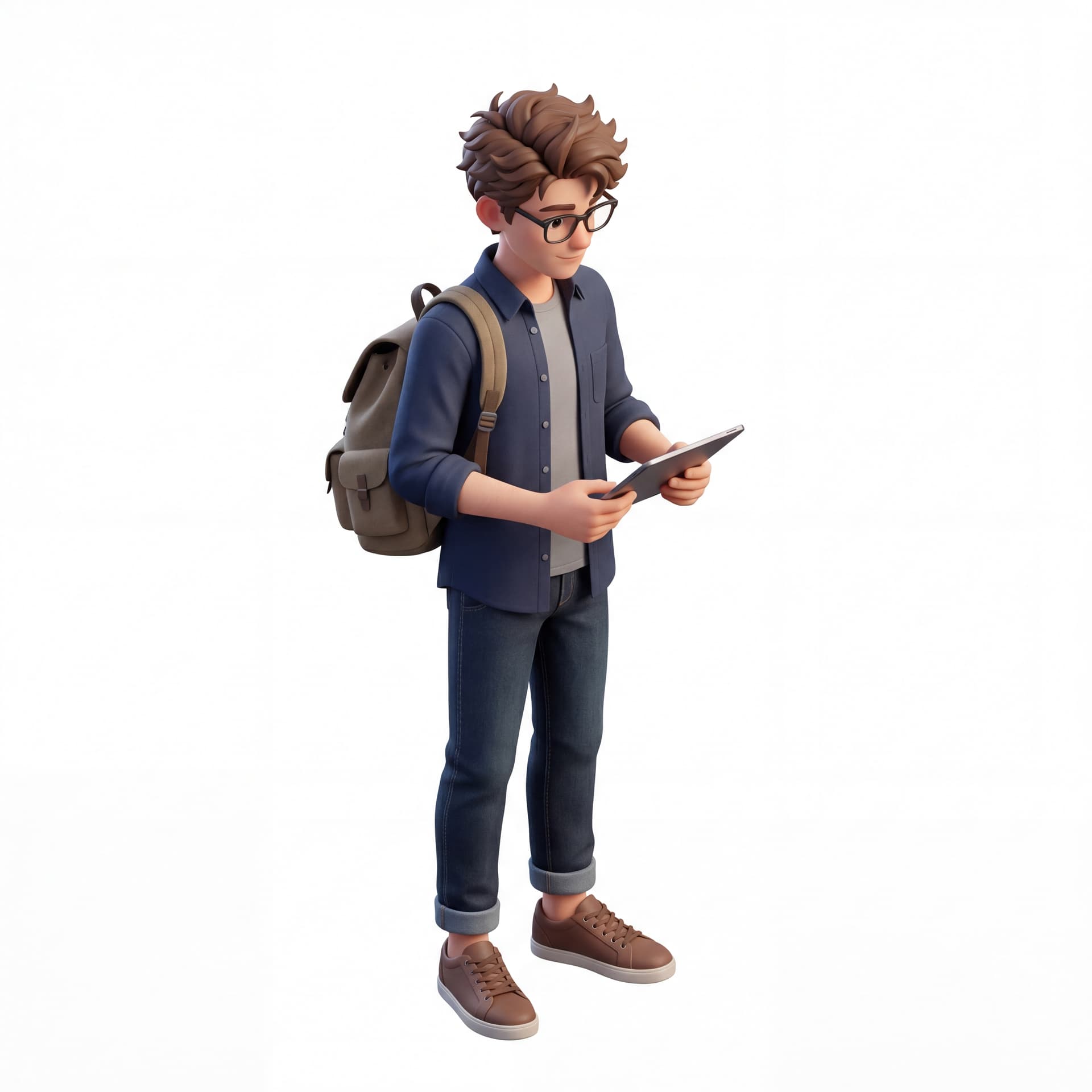 smart teen male character in cassual dress