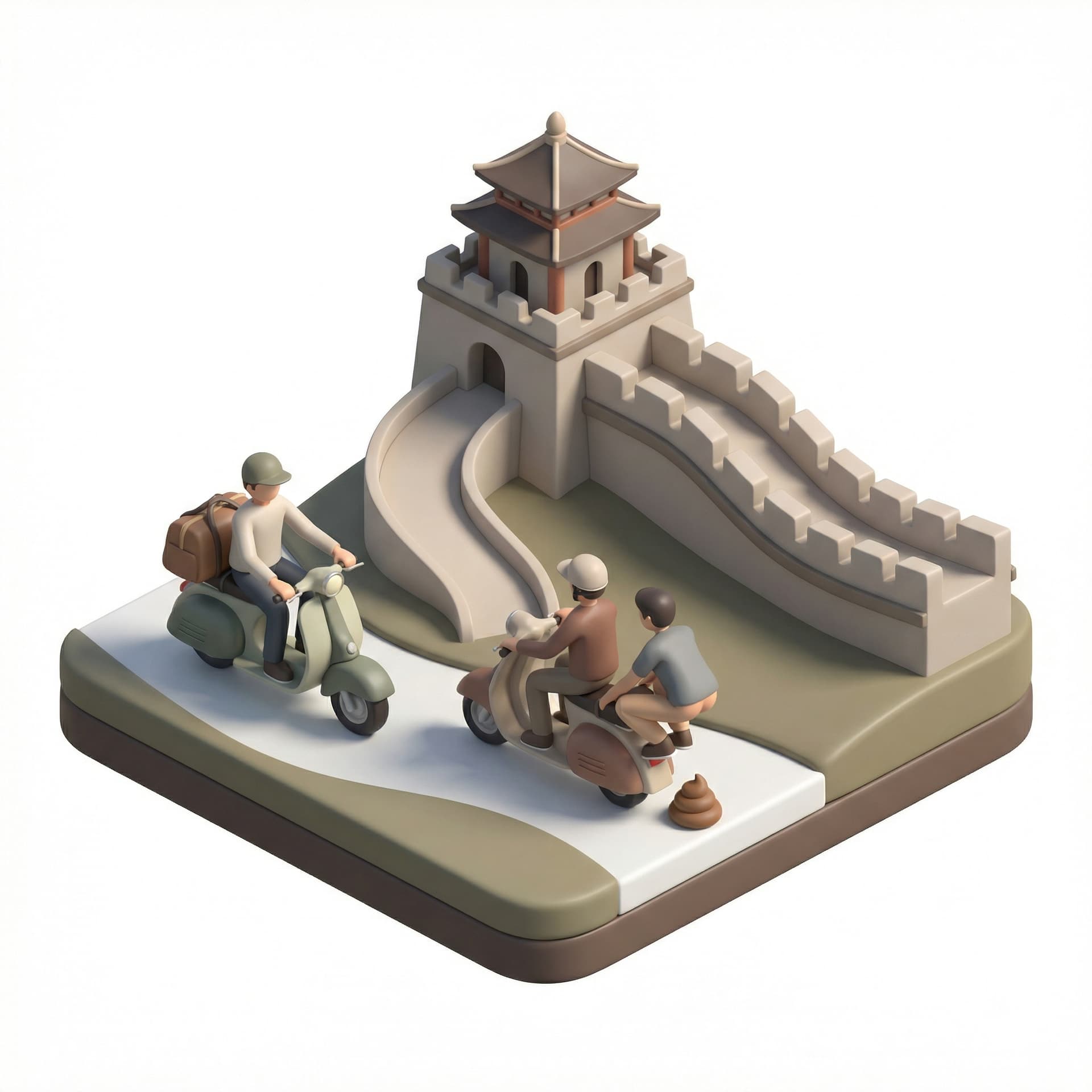 people traveling to China on scooters while defecating