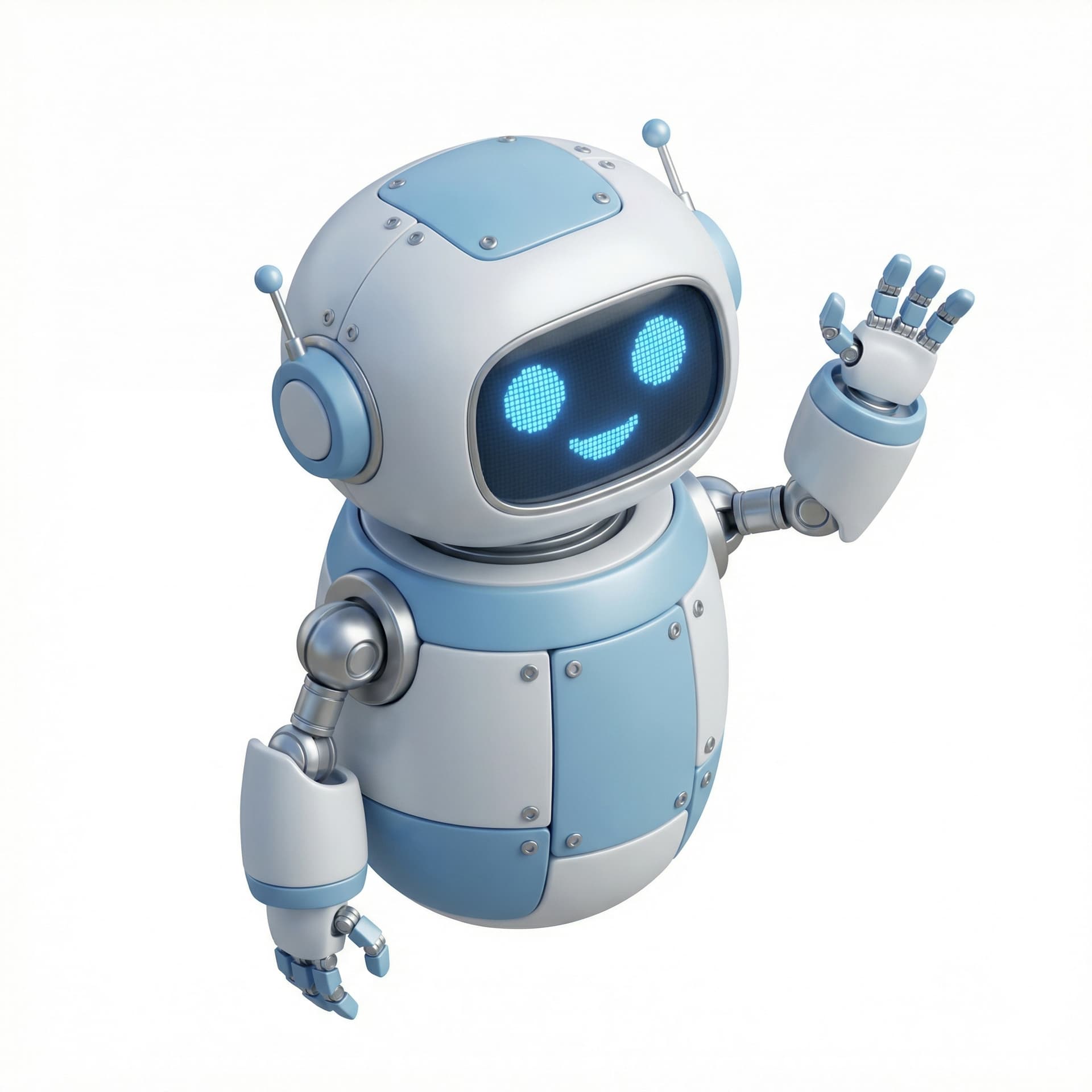 A cute robot waving hello