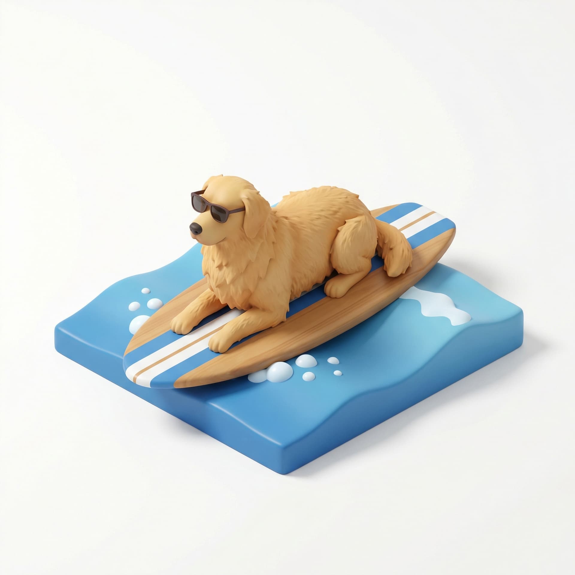 dog chillin on a surf board