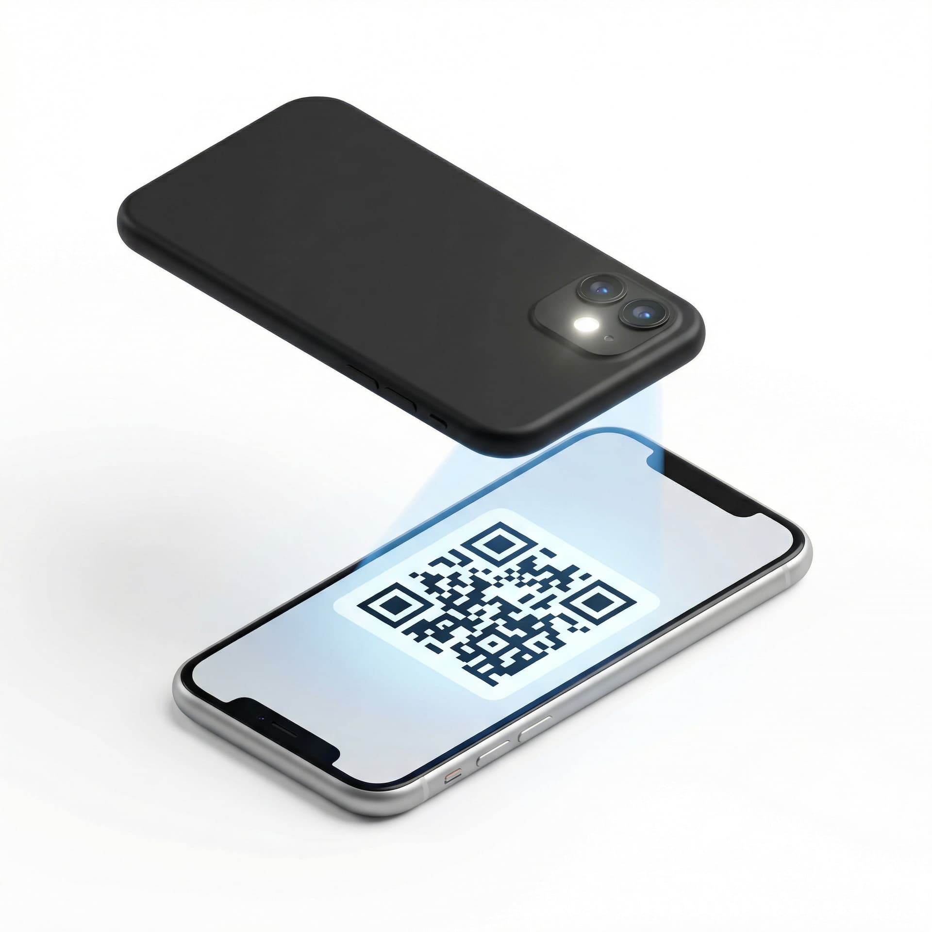 Handphone pertama scan qr code di handphone kedua