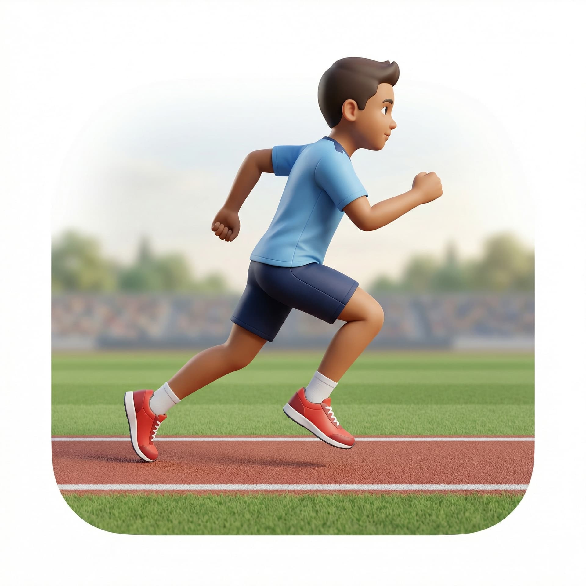 a tan skin boy runing in the sports field wearing a sport clothes