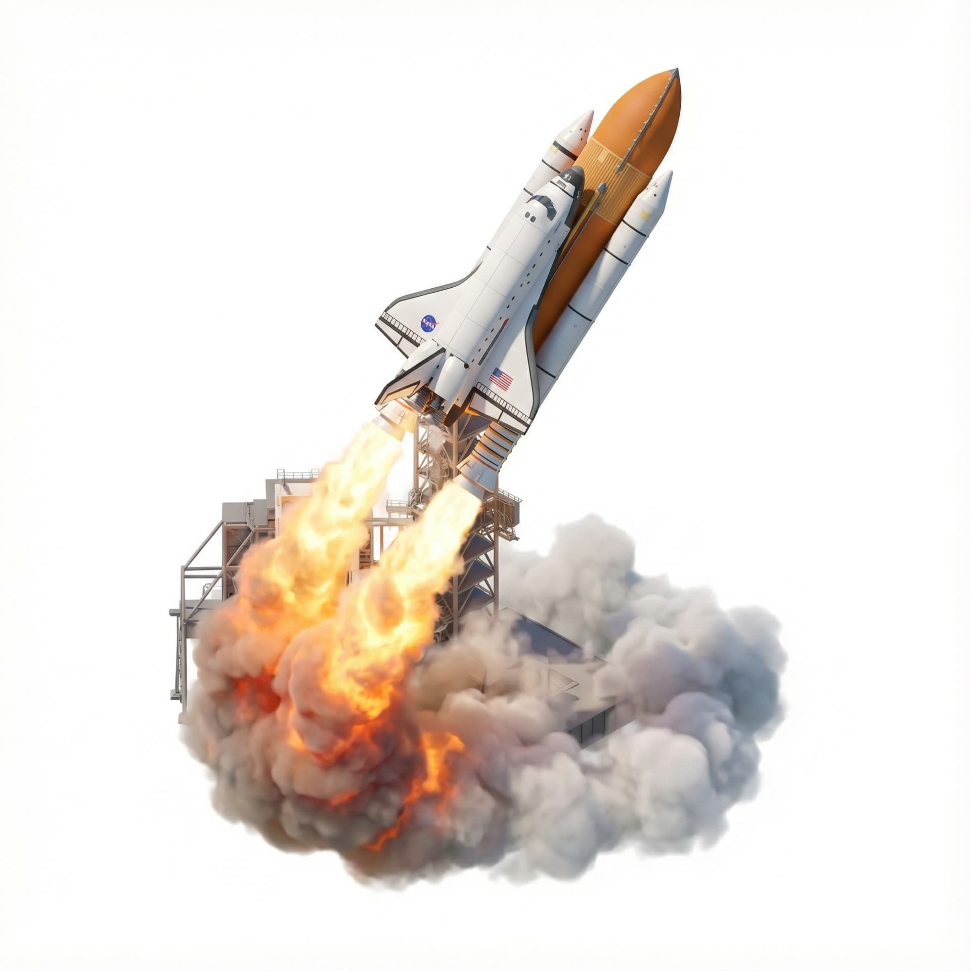 A rocket ship launching into space