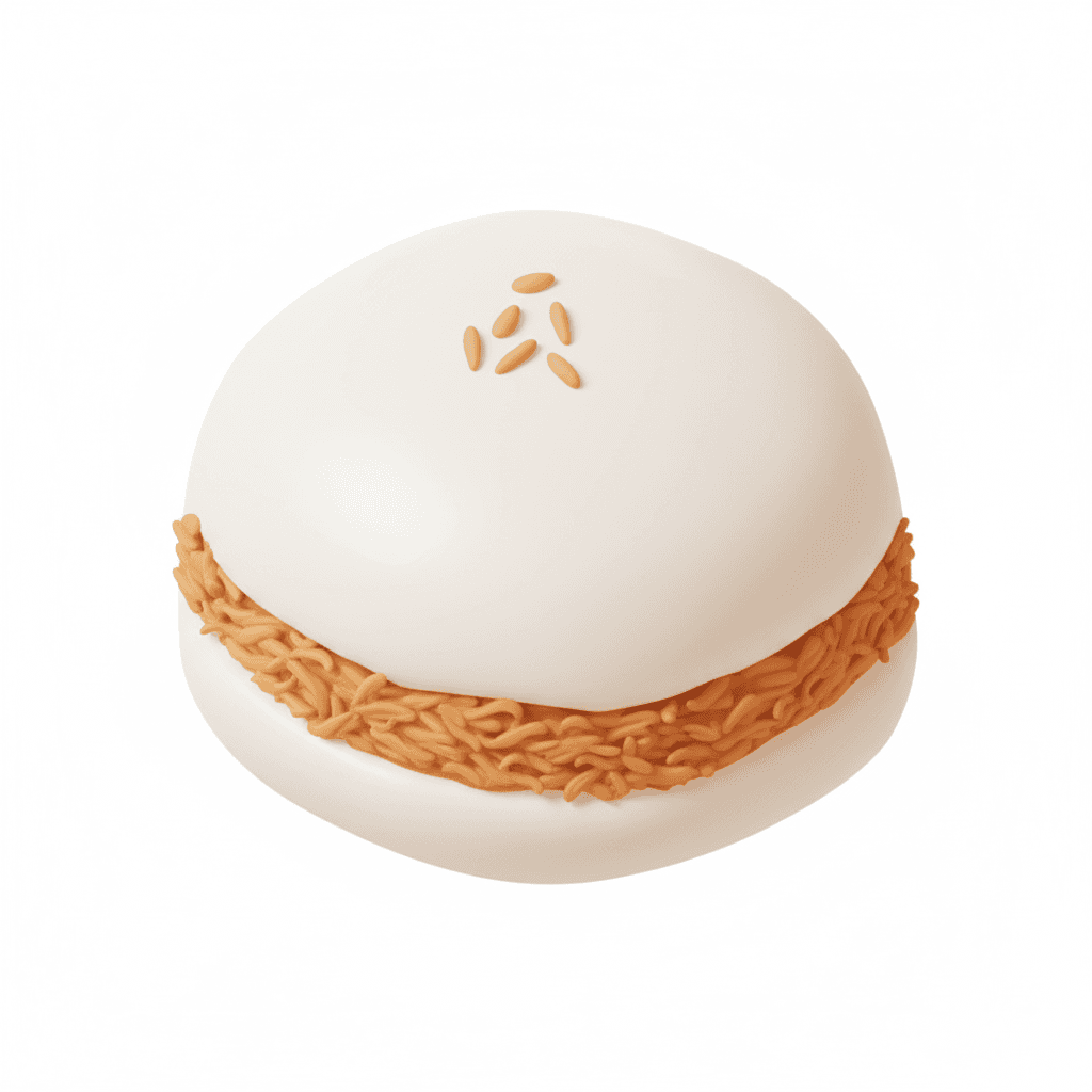 berikut referensi terlampir di mana memperlihatkan isian daging suwir, tanpa kemasan daun pisang atau apapun