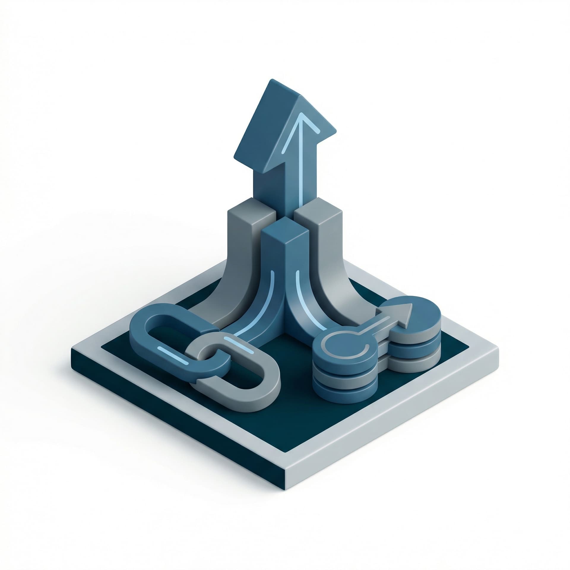 Create an isometric icon of “LP Value Add through coinvest & partnership”, modern and refined style, minimal and well-balanced composition. Convey the core concept in a simplified, abstract way, avoiding visual noise or unnecessary details. Use soft shading and subtle depth, readable at small sizes. Restrict colors strictly to #002331, #30678A, #798B94, #B5BFC5. Use #87C8F0 exclusively as a subtle highlight accent. Do not introduce other colors.
