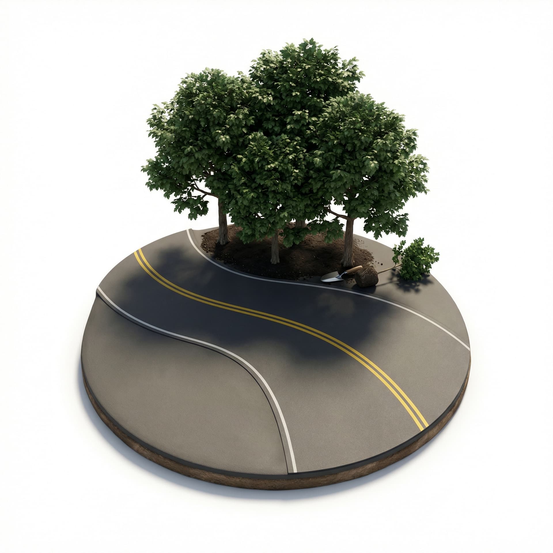 Add dense shade trees at the top of the road.