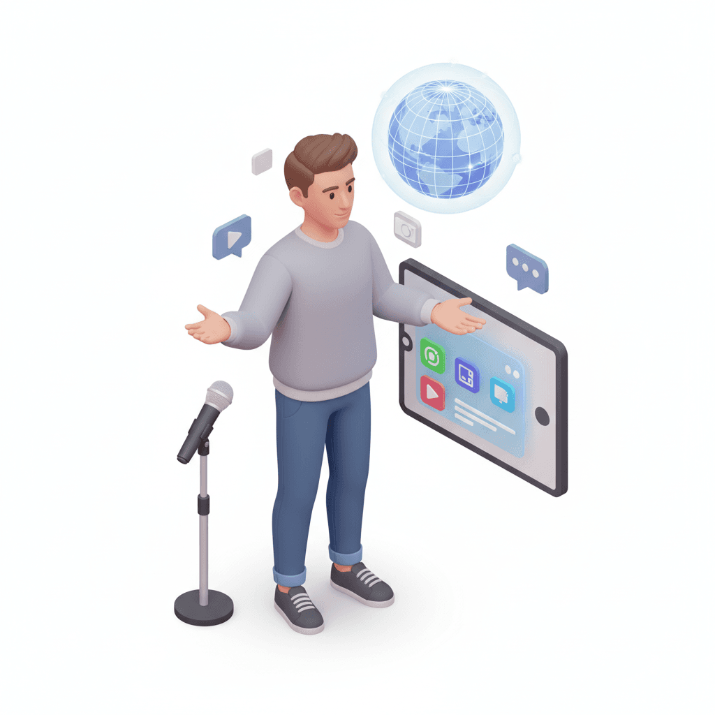 digital content creator posed like he want to teach something to the younger generation