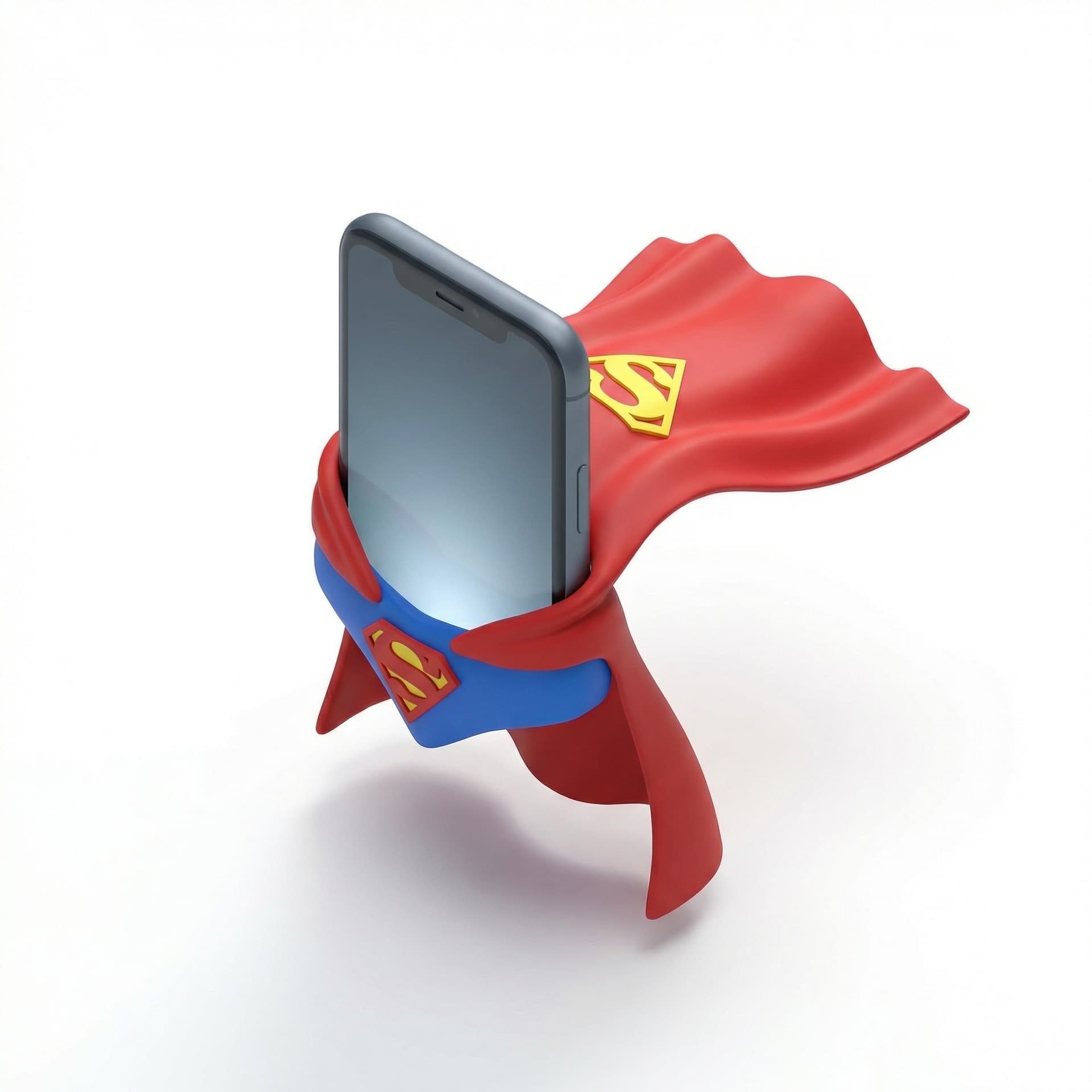 handphone pake jubah superman seperti superhero