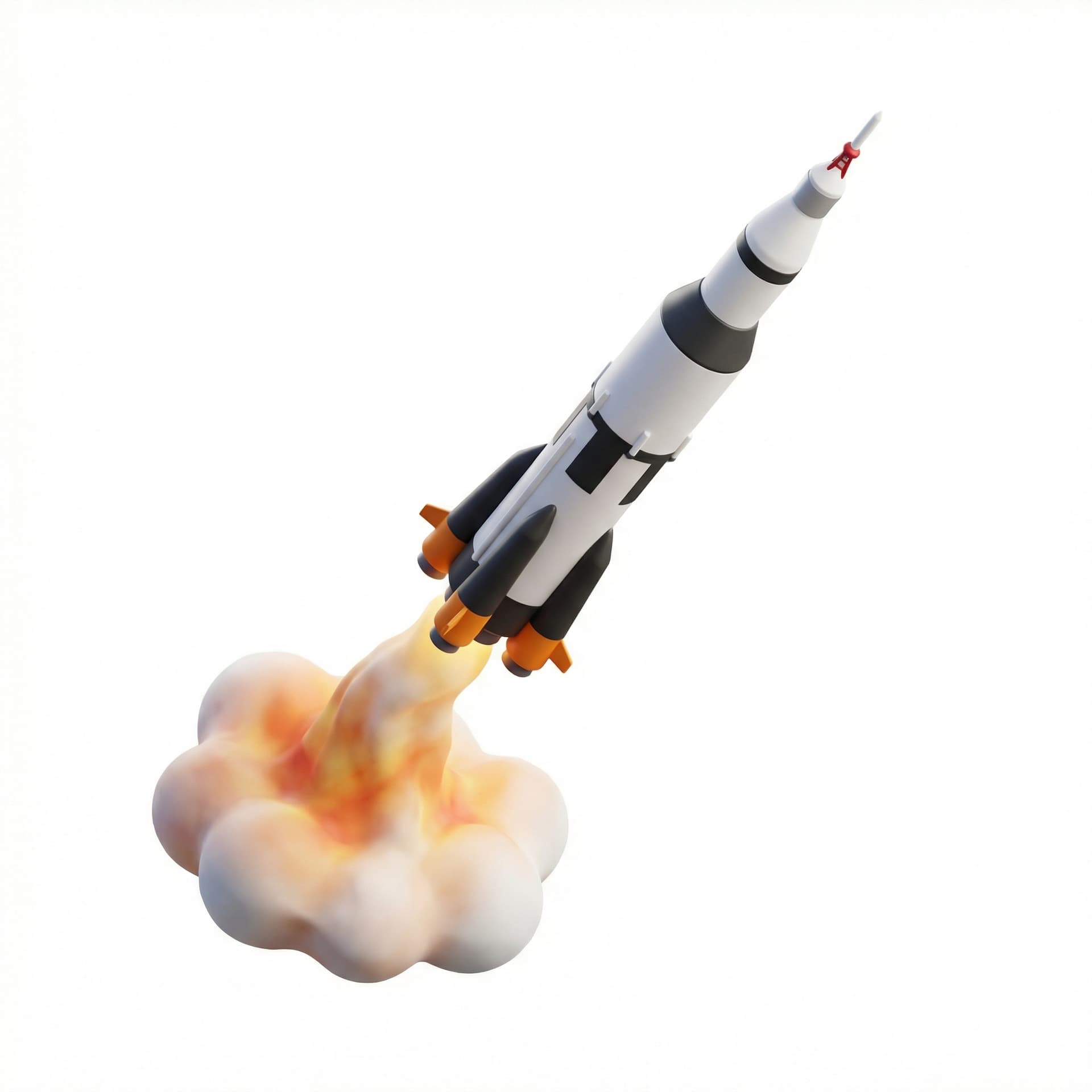 A rocket ship launching into space