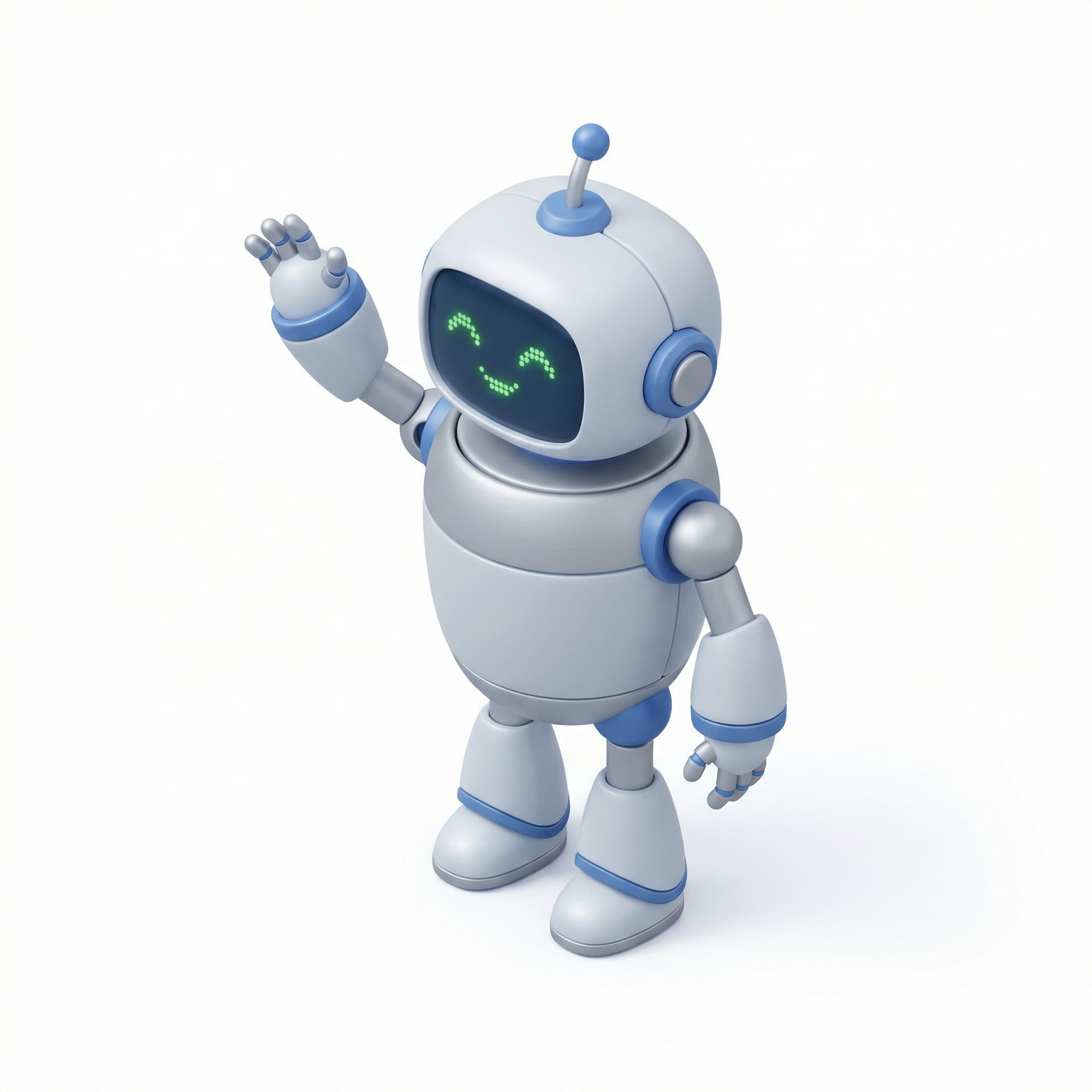 A cute robot waving hello