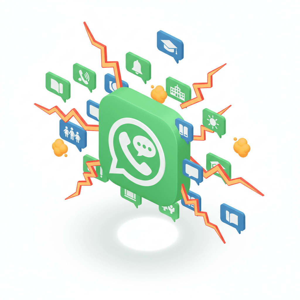 Grup WhatsApp keluarga dan sekolah yang selalu rame. Bunyi notifnya bisa kayak breaking news.