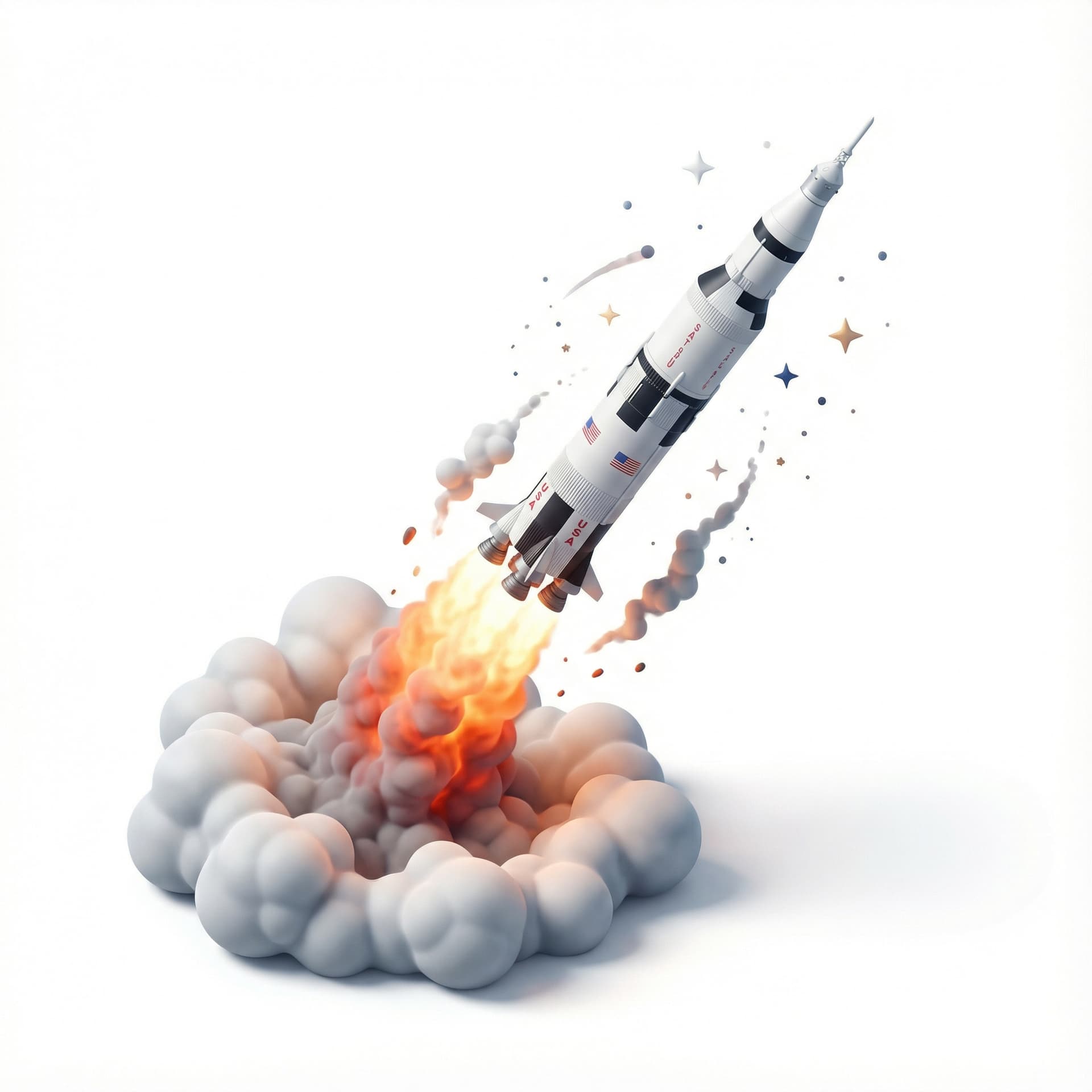 A rocket ship launching into space