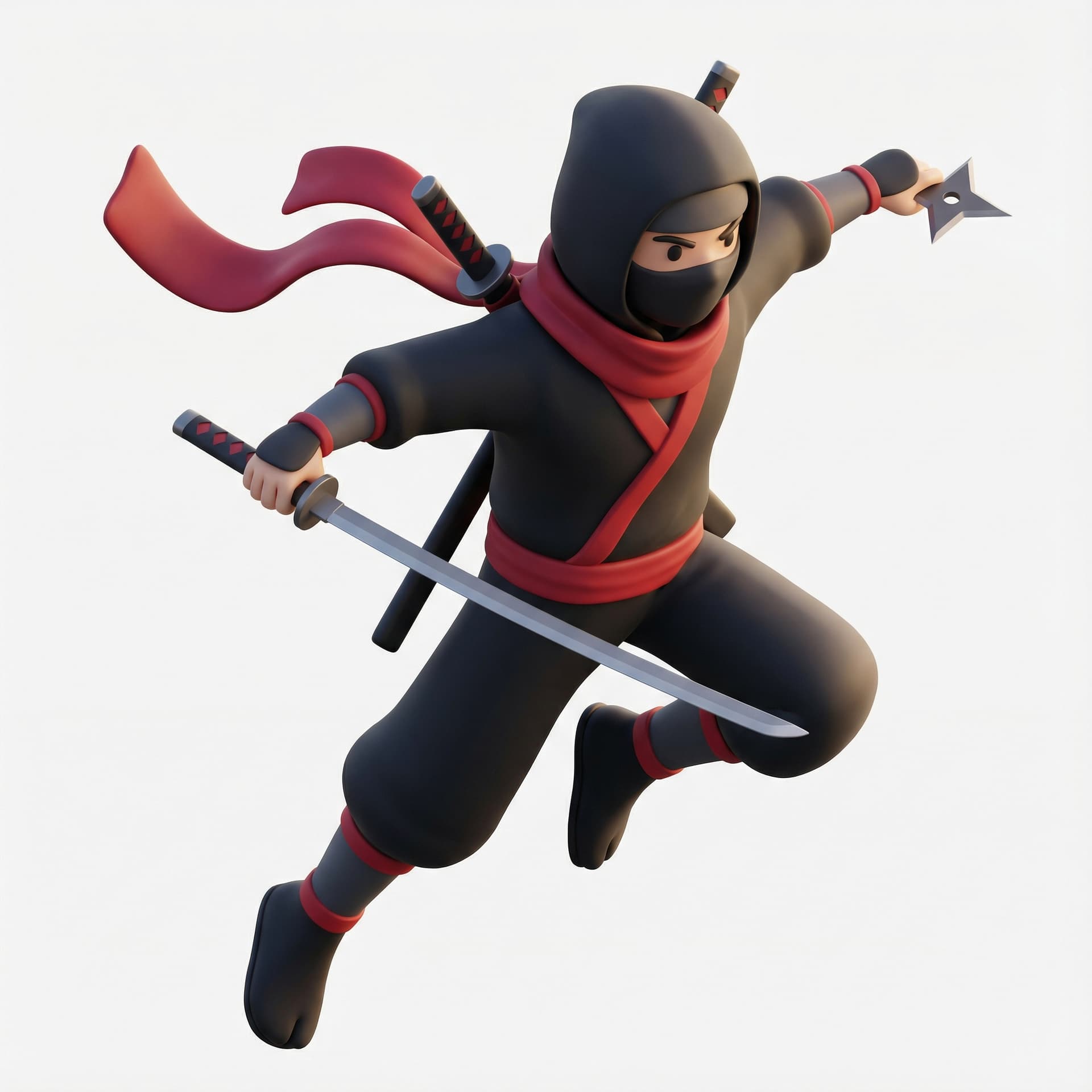 A ninja in action pose