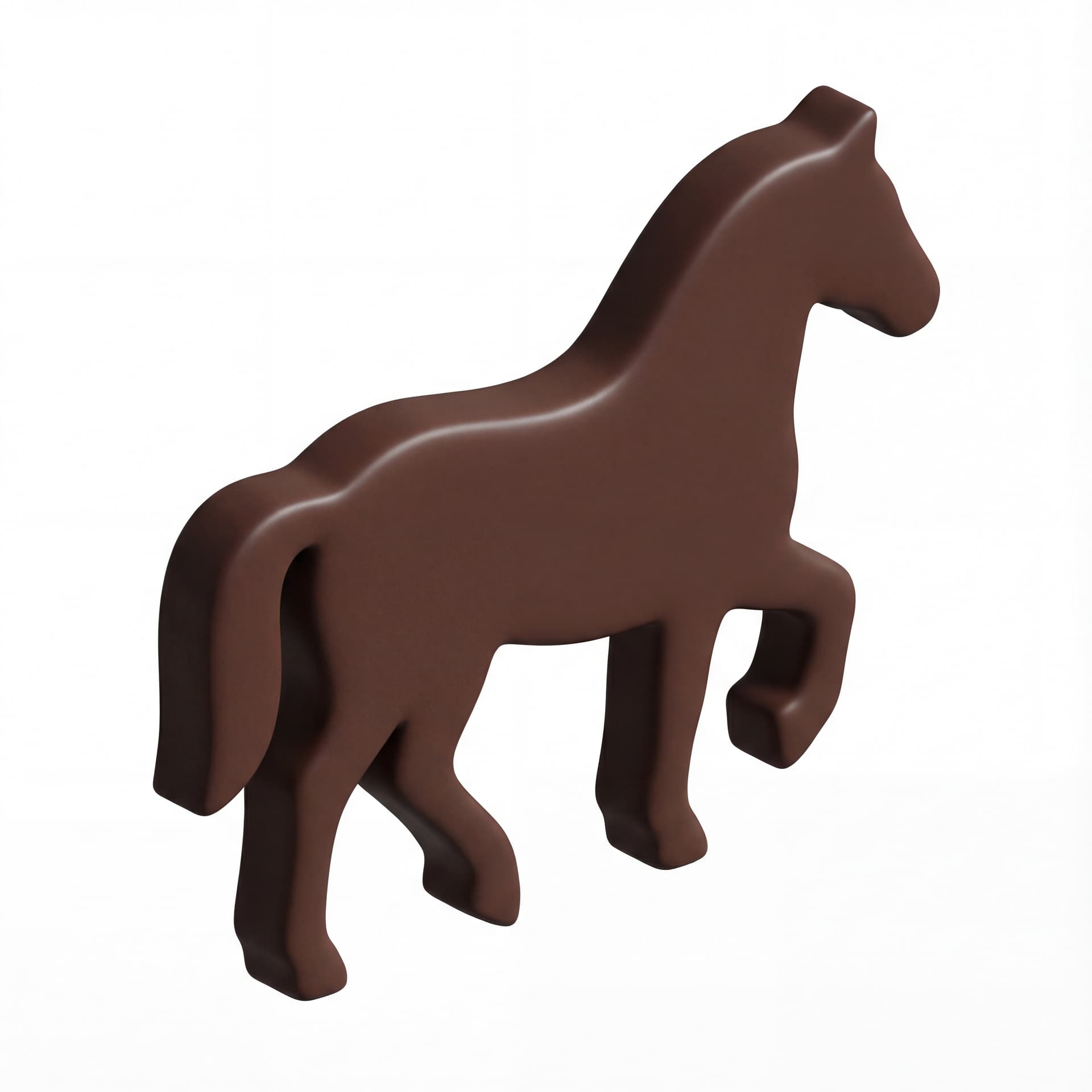 A minimalist horse silhouette icon in a walking pose, smooth continuous curves, balanced proportions, isolated on a white background.