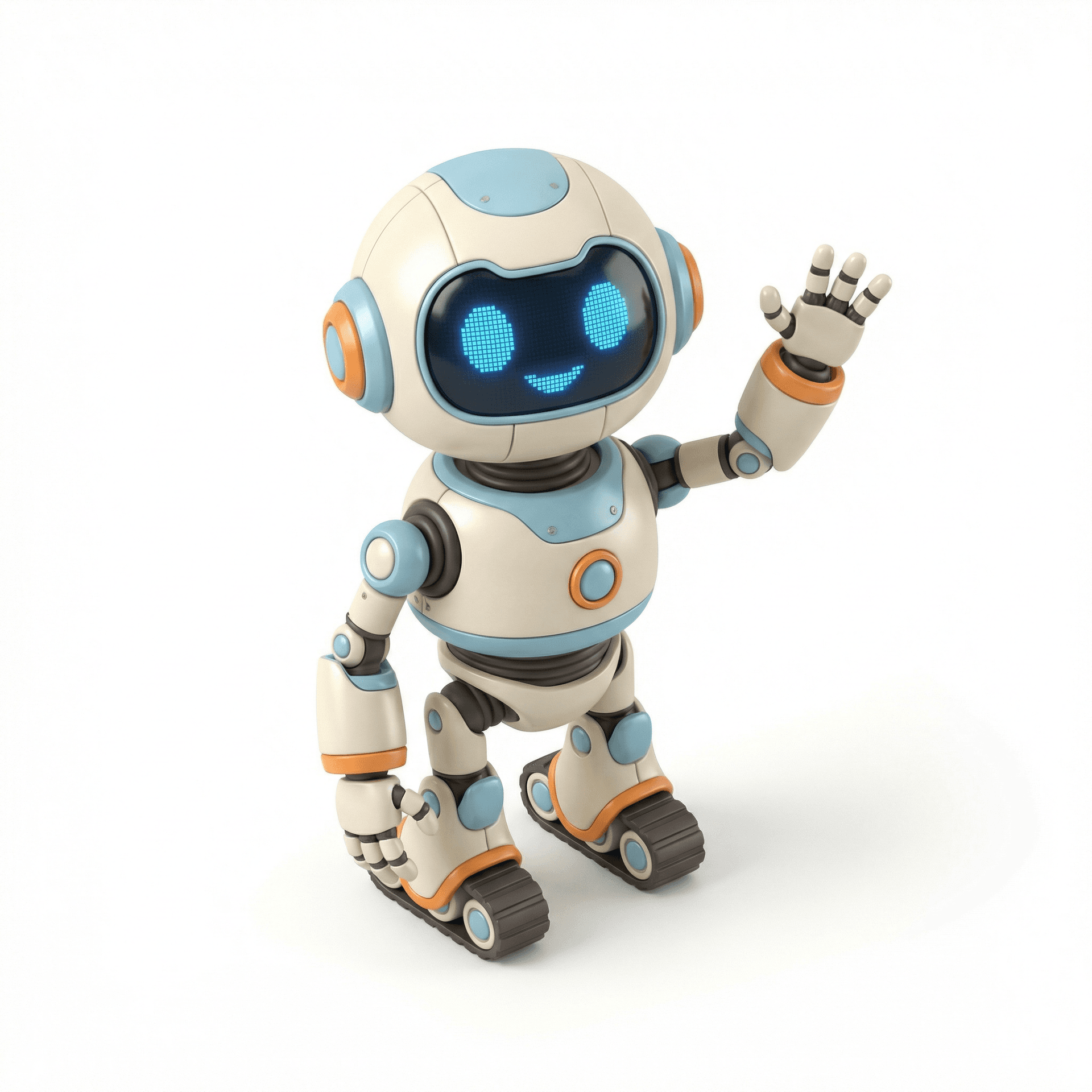 A cute robot waving hello