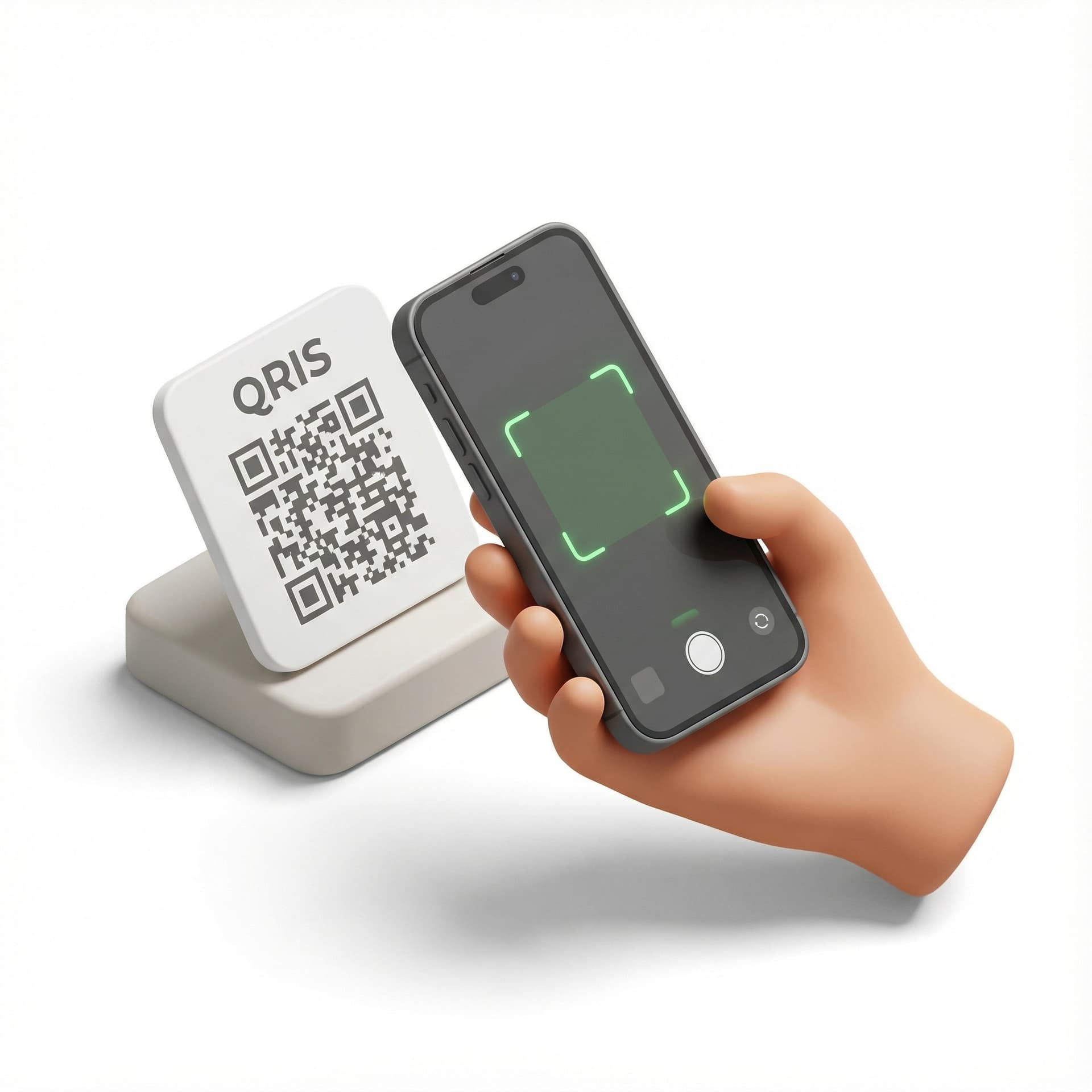 hand holding phone and scan qr code (QRIS)