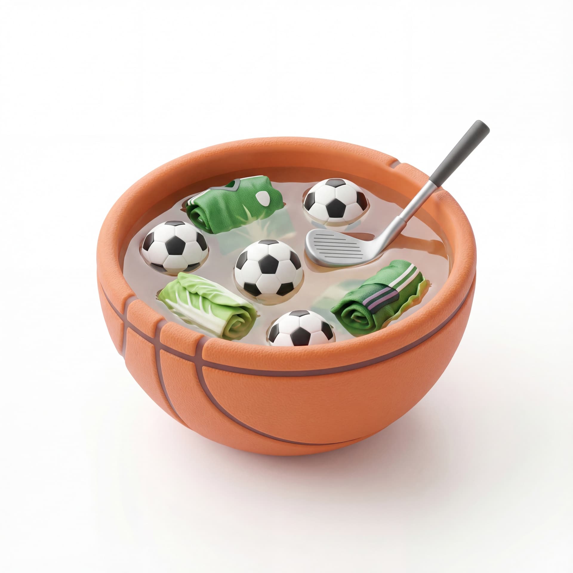 A soup bowl filled with fish ball soup including round fish balls, napa cabbage pieces, and clear broth.