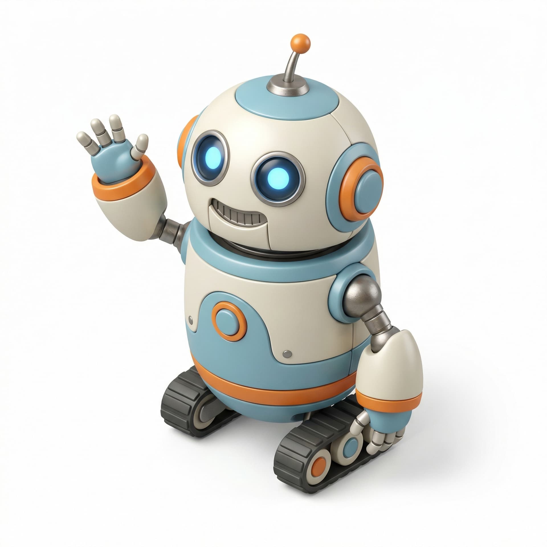 A cute robot waving hello