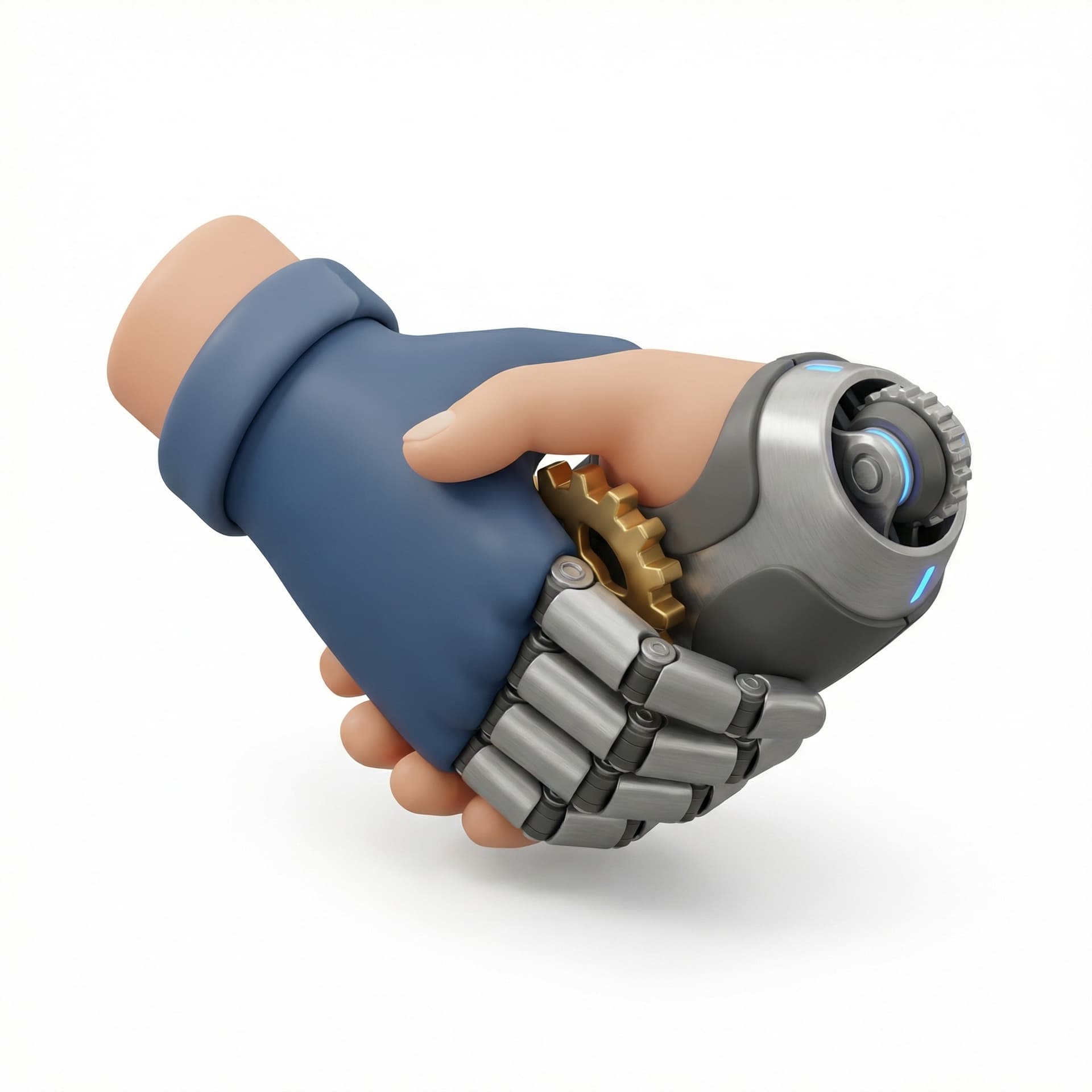 Two hands: one human, one robot, working together