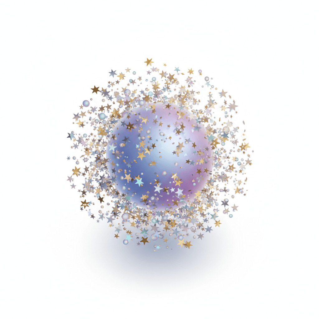 surrounded by sparkles