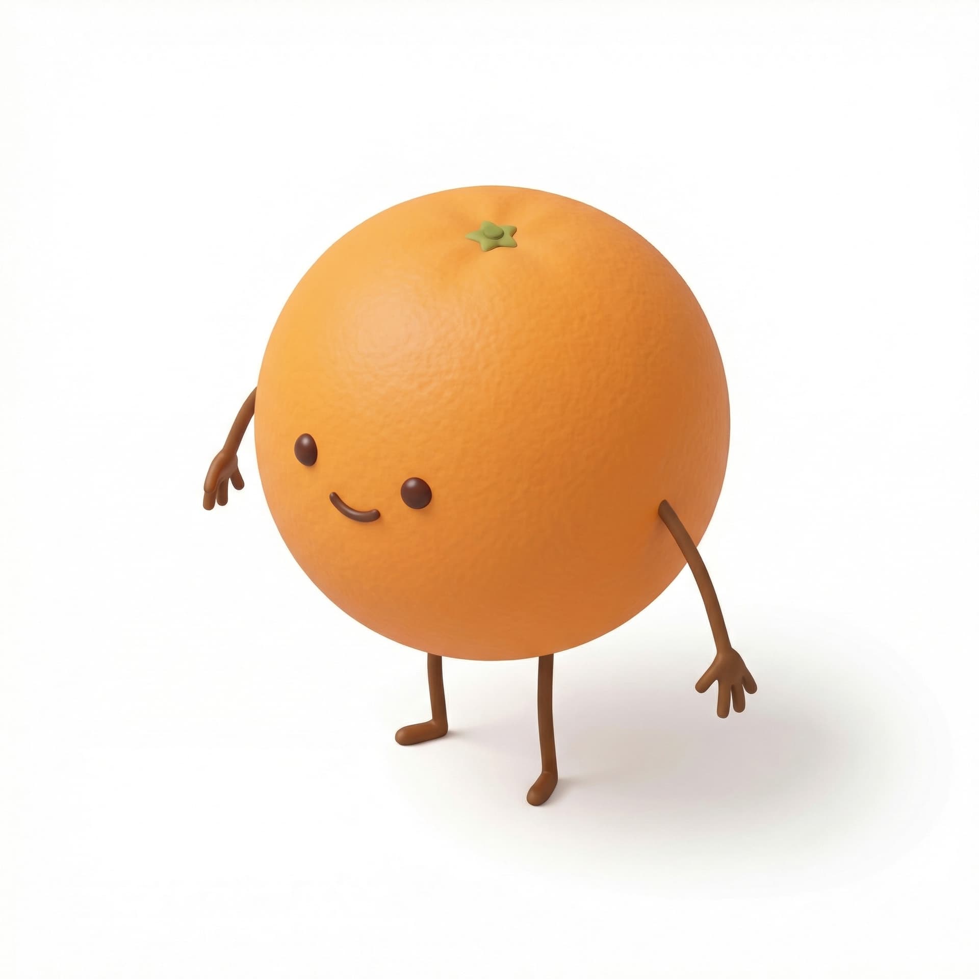 cute orange with stick hands and stick legs with cute face