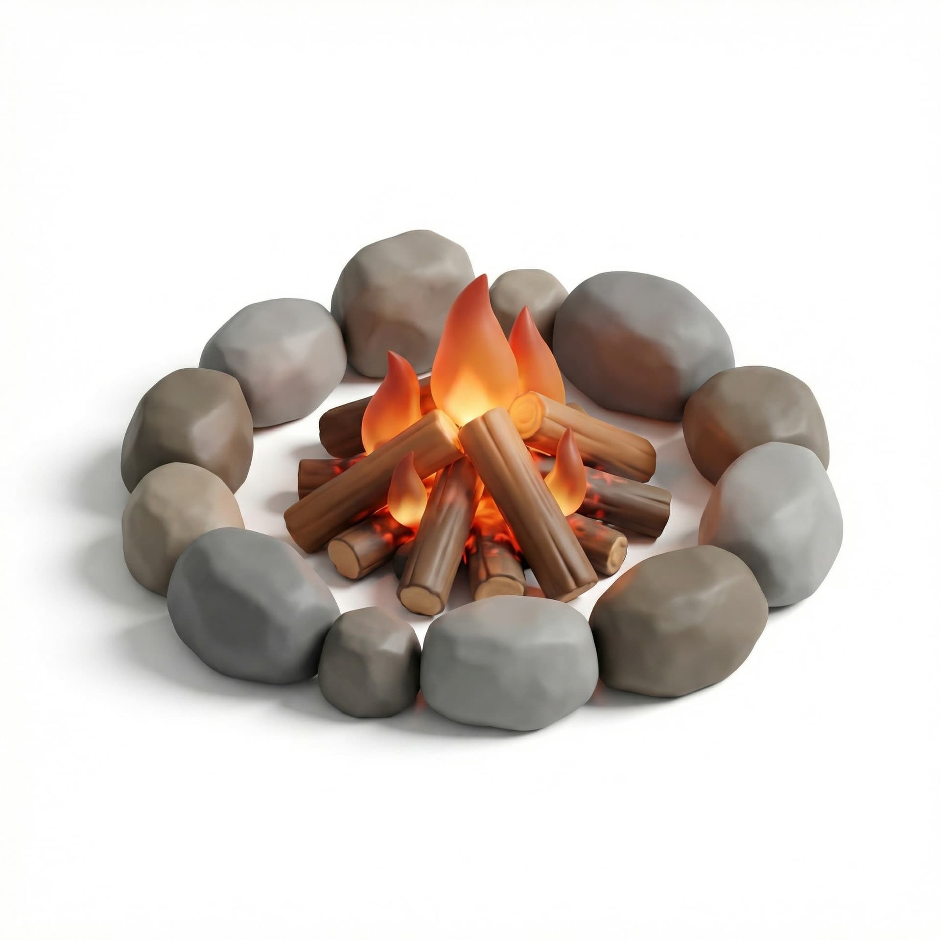 campfire with rocks around it