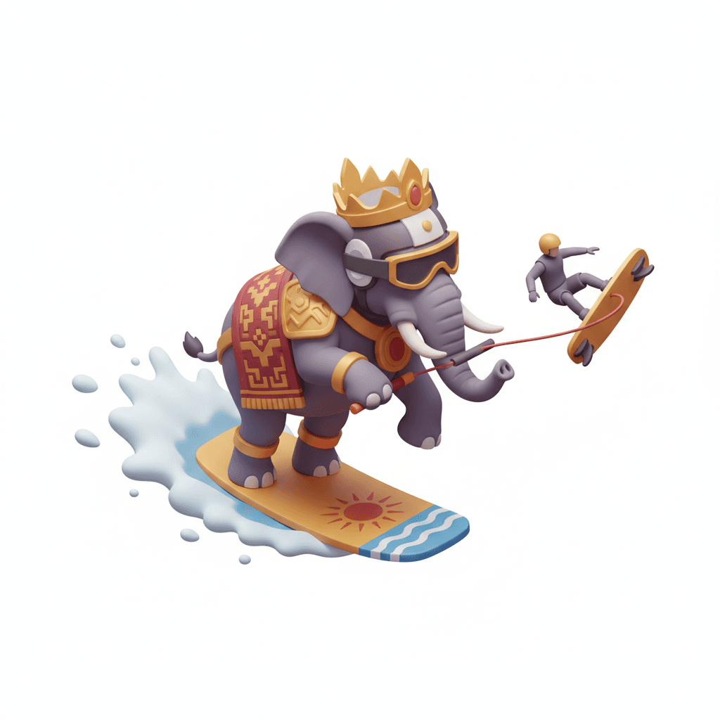 elephant as majapahit wakeboard trick event mascot