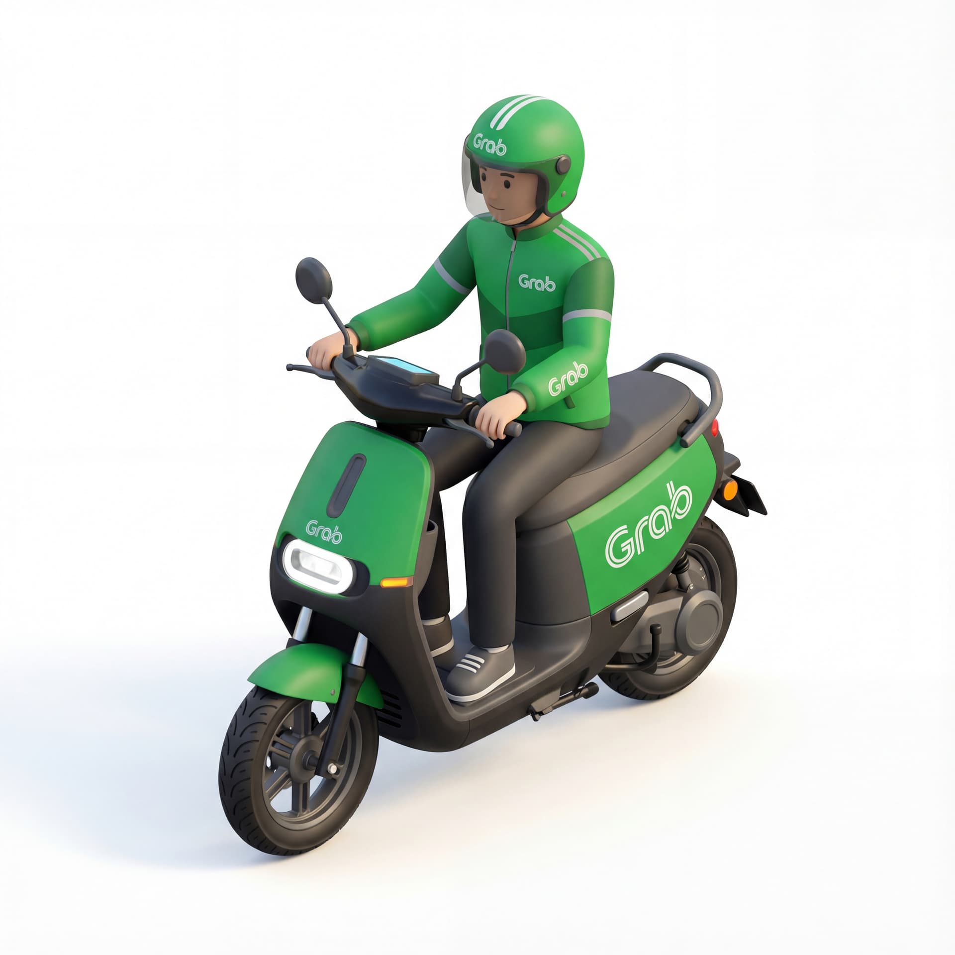 grab bike driver with electric vehicle with grab branding