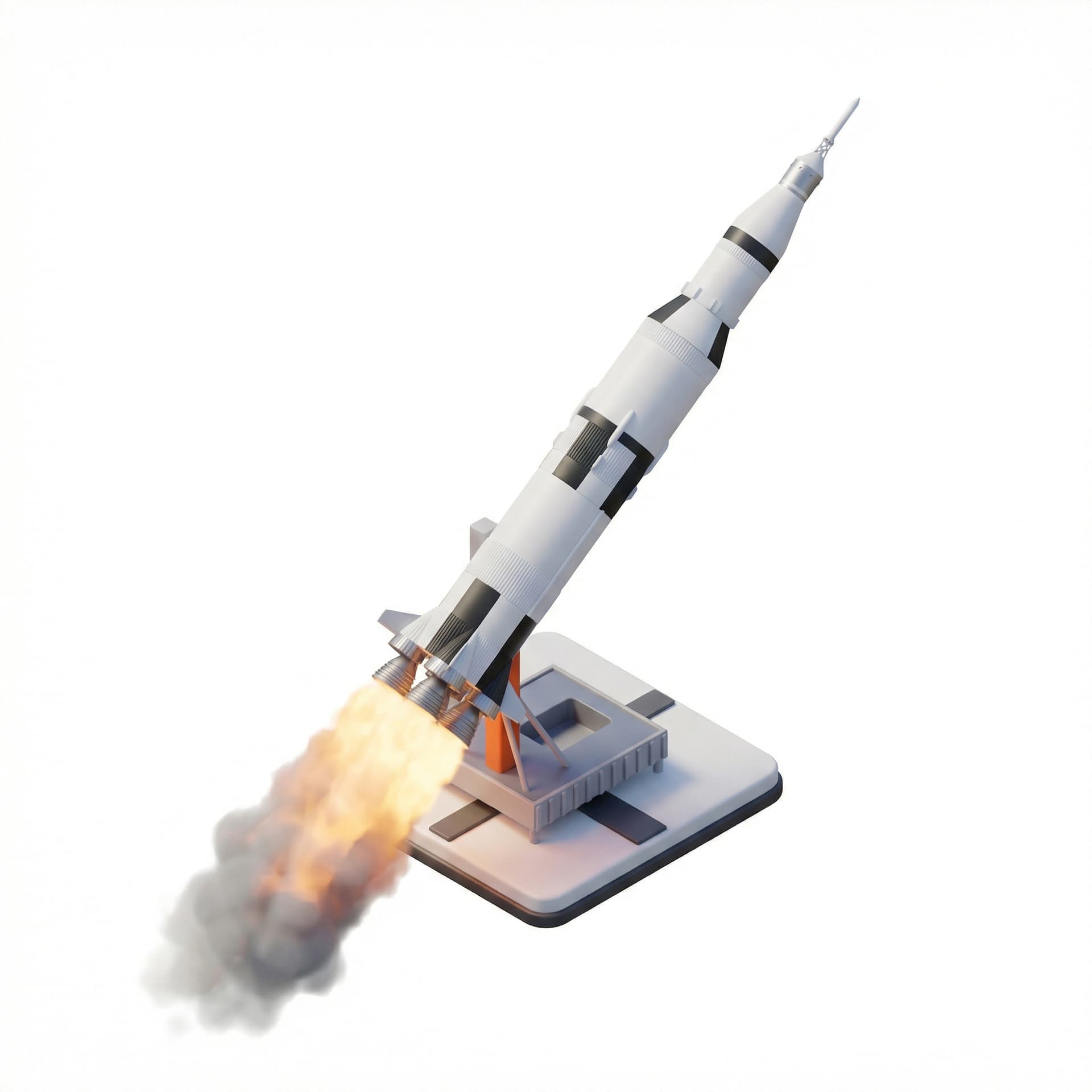 A rocket ship launching into space