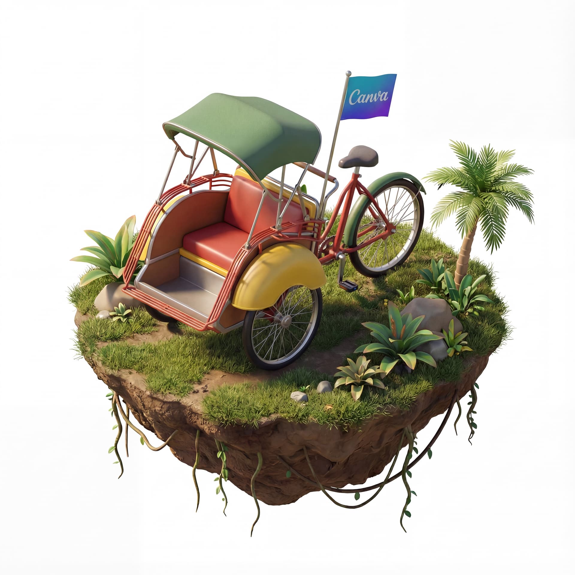 3D isometric icon: Refined: add the flag icon canva