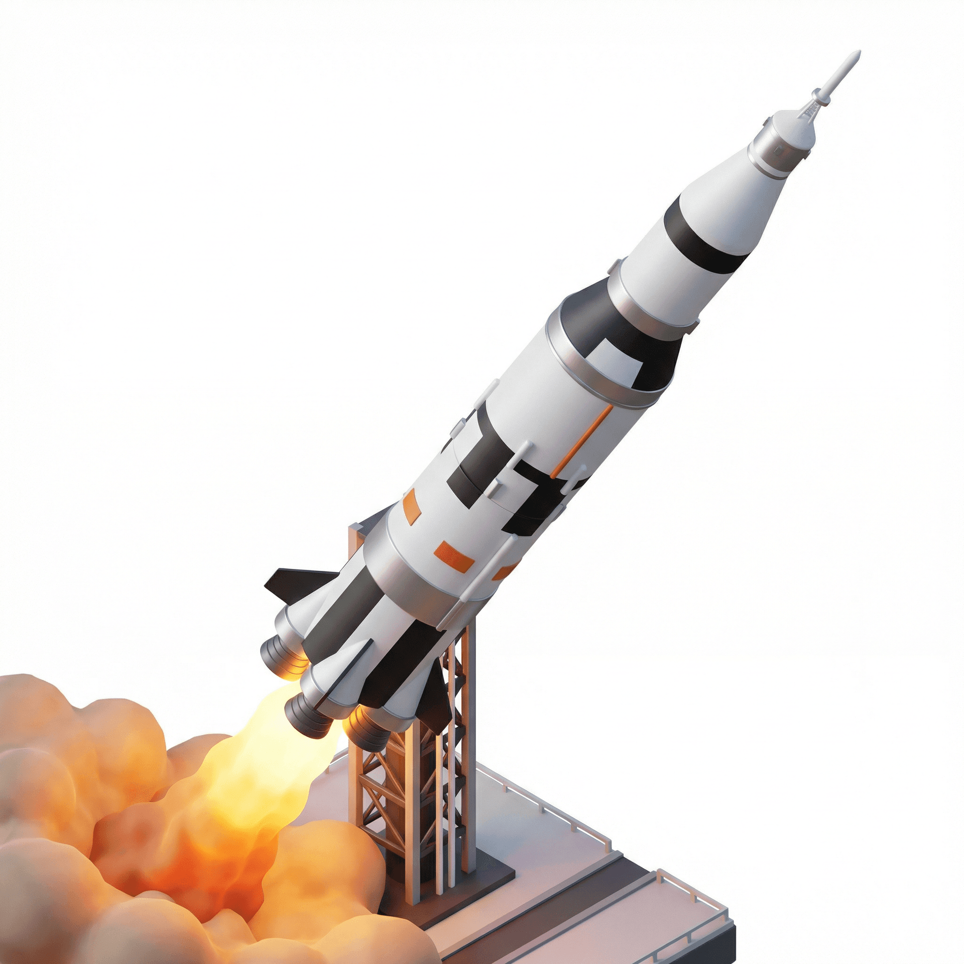 A rocket ship launching into space