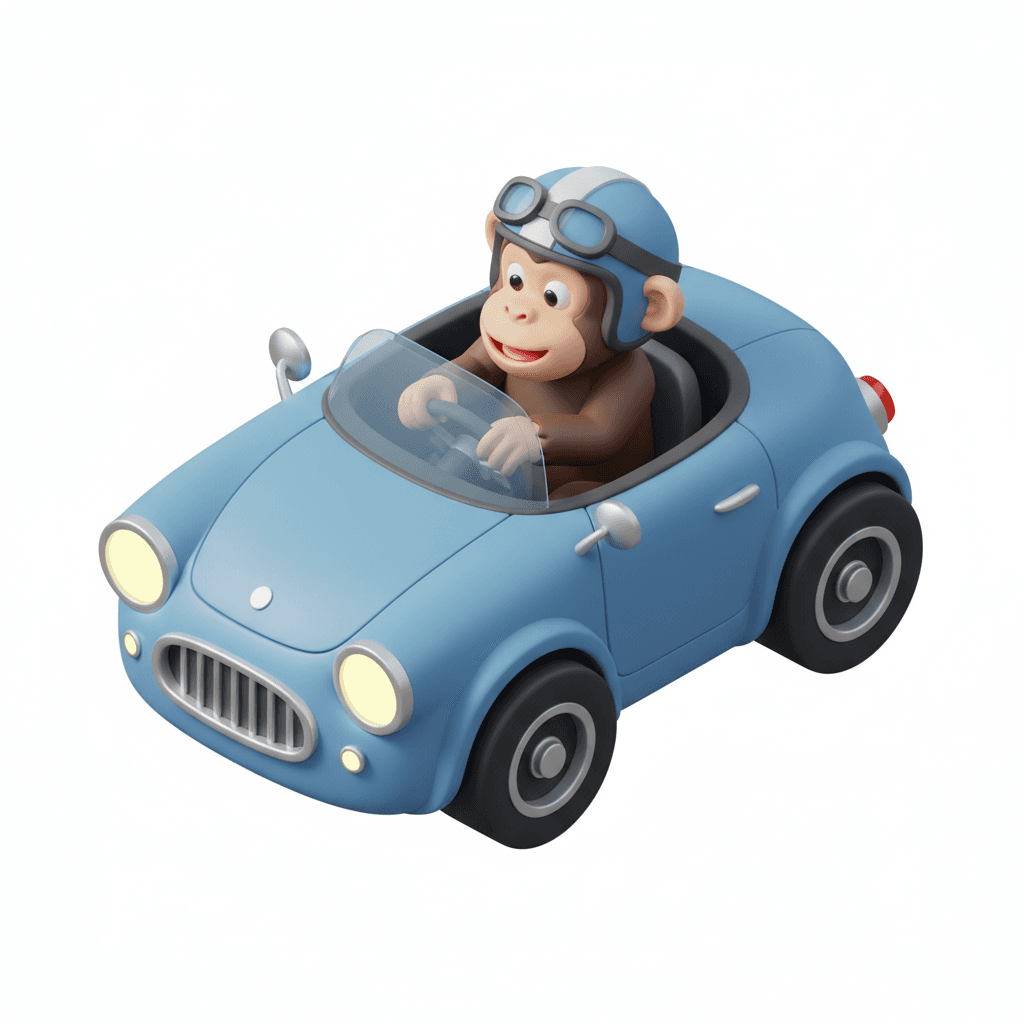 monkey driving a car