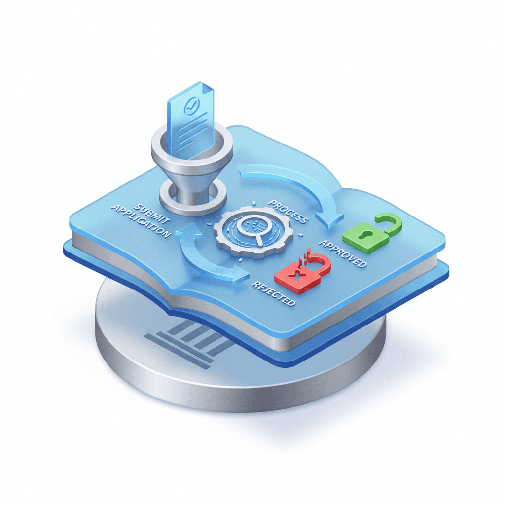 Loan Screening for bank, have flow for application submit, process screening and reject or approved application